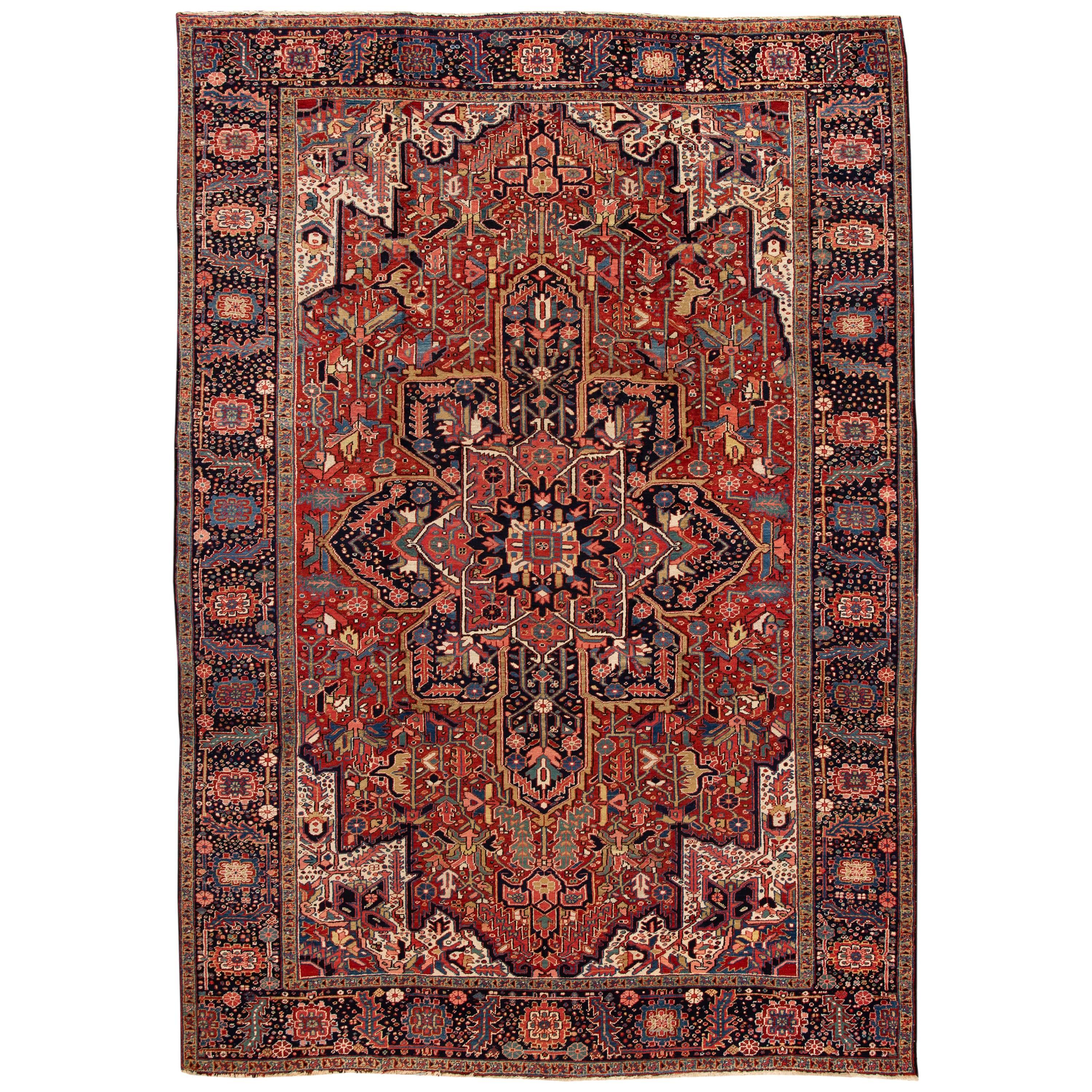 Early 20th Century Antique Heriz Wool Rug at 1stDibs