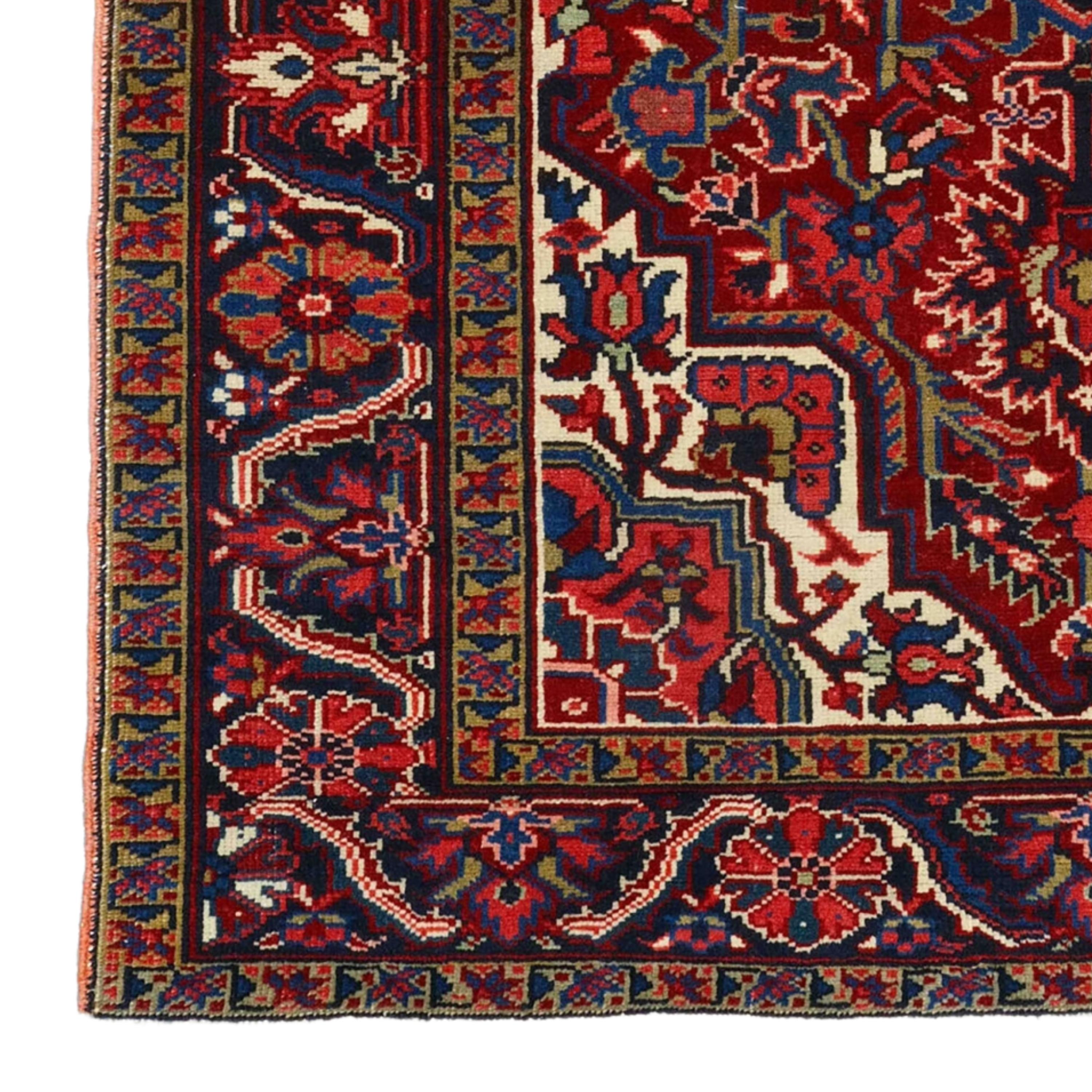 Late of the 19th Century Heriz Rug

This extraordinary carpet will fascinate you with its intricate designs and vibrant colors that reflect the rich history and craftsmanship of the period. Each stitch tells the story of skilled craftsmen who