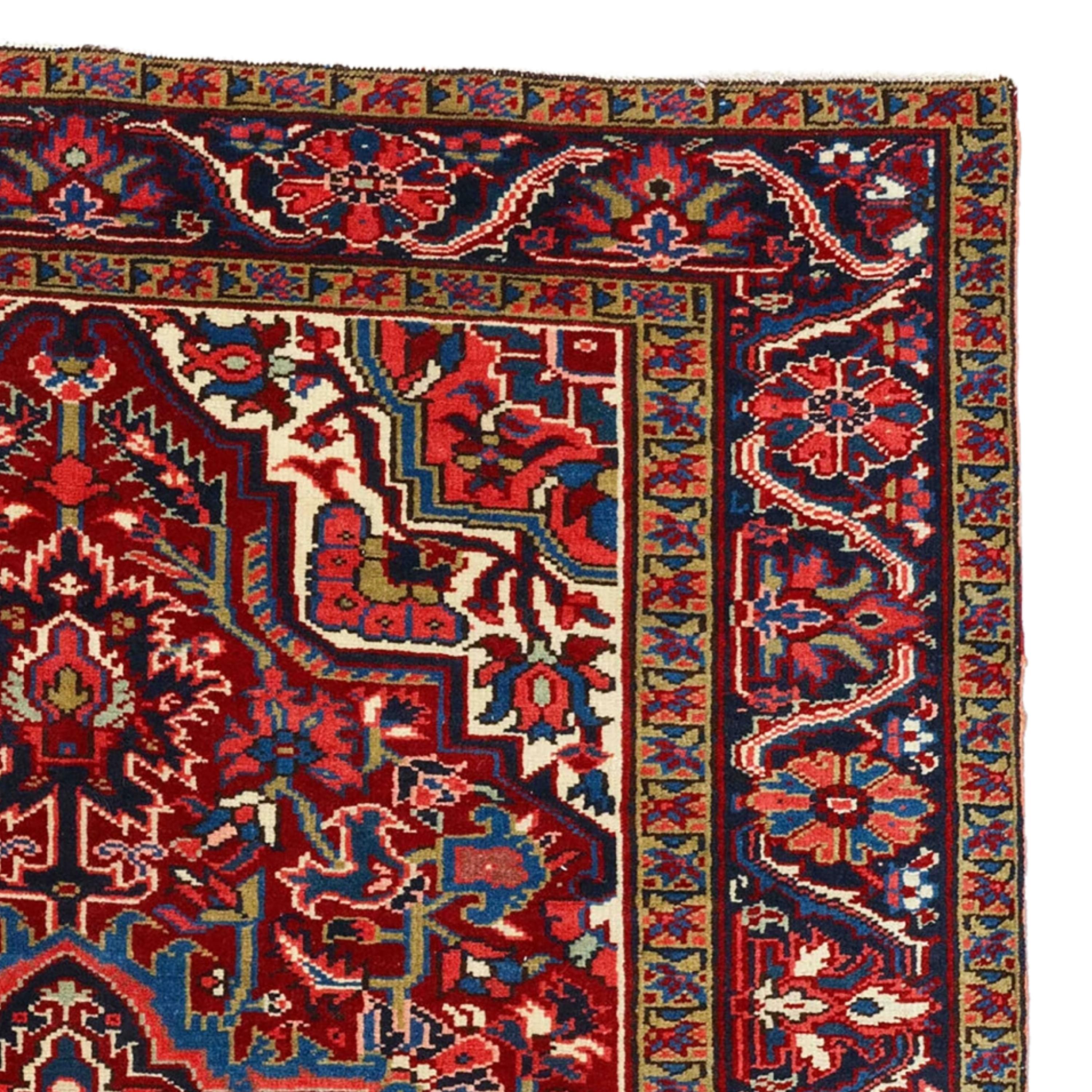 Antique Heriz Rug - Late of the 19th Century Heriz Rug, Antique Rug, Vintage Rug In Good Condition For Sale In Sultanahmet, 34