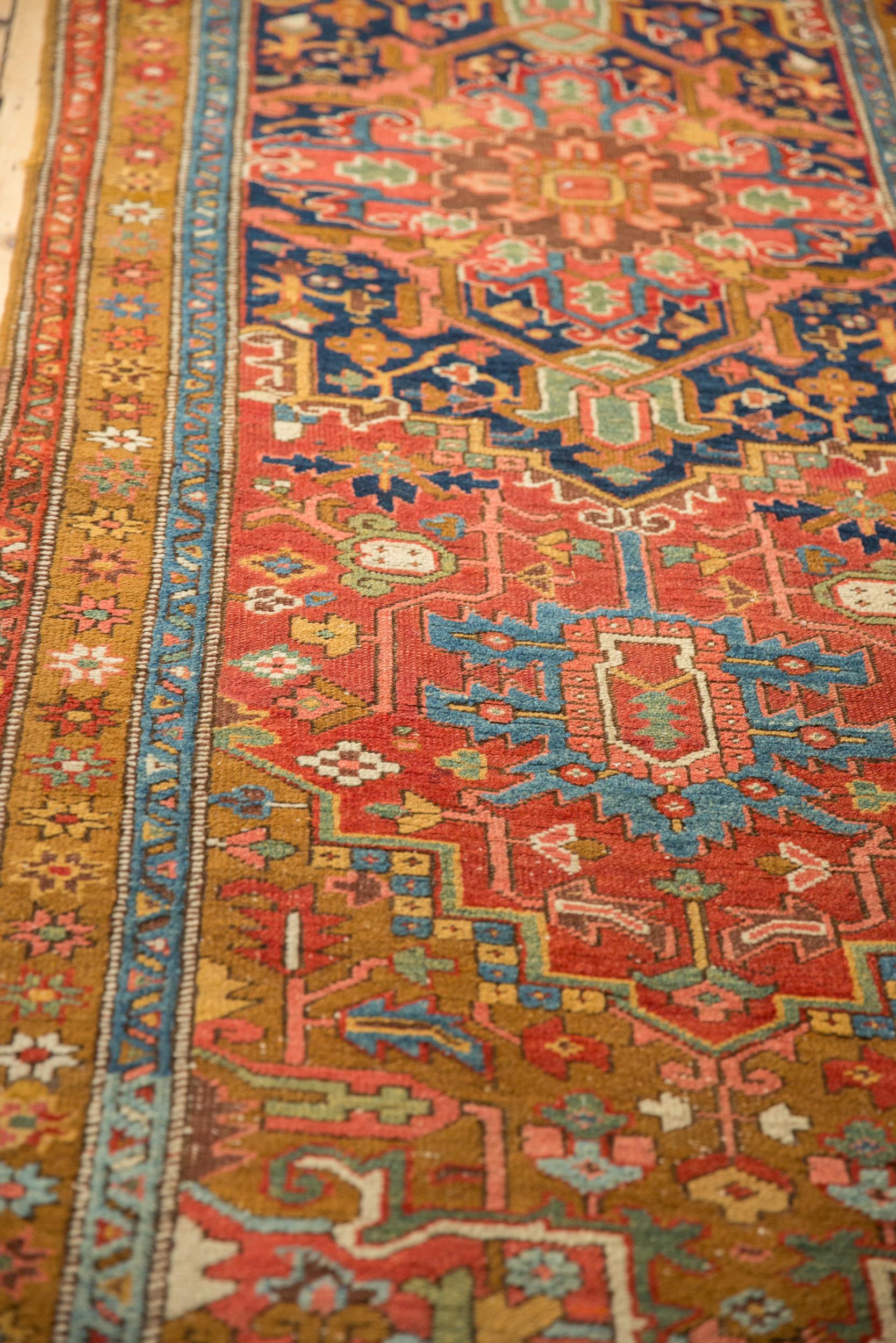 Wool Antique Heriz Rug Runner For Sale