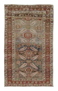 Antique Heriz Rug with Geometric Medallion and Red-Toned Border - Rug & Kilim