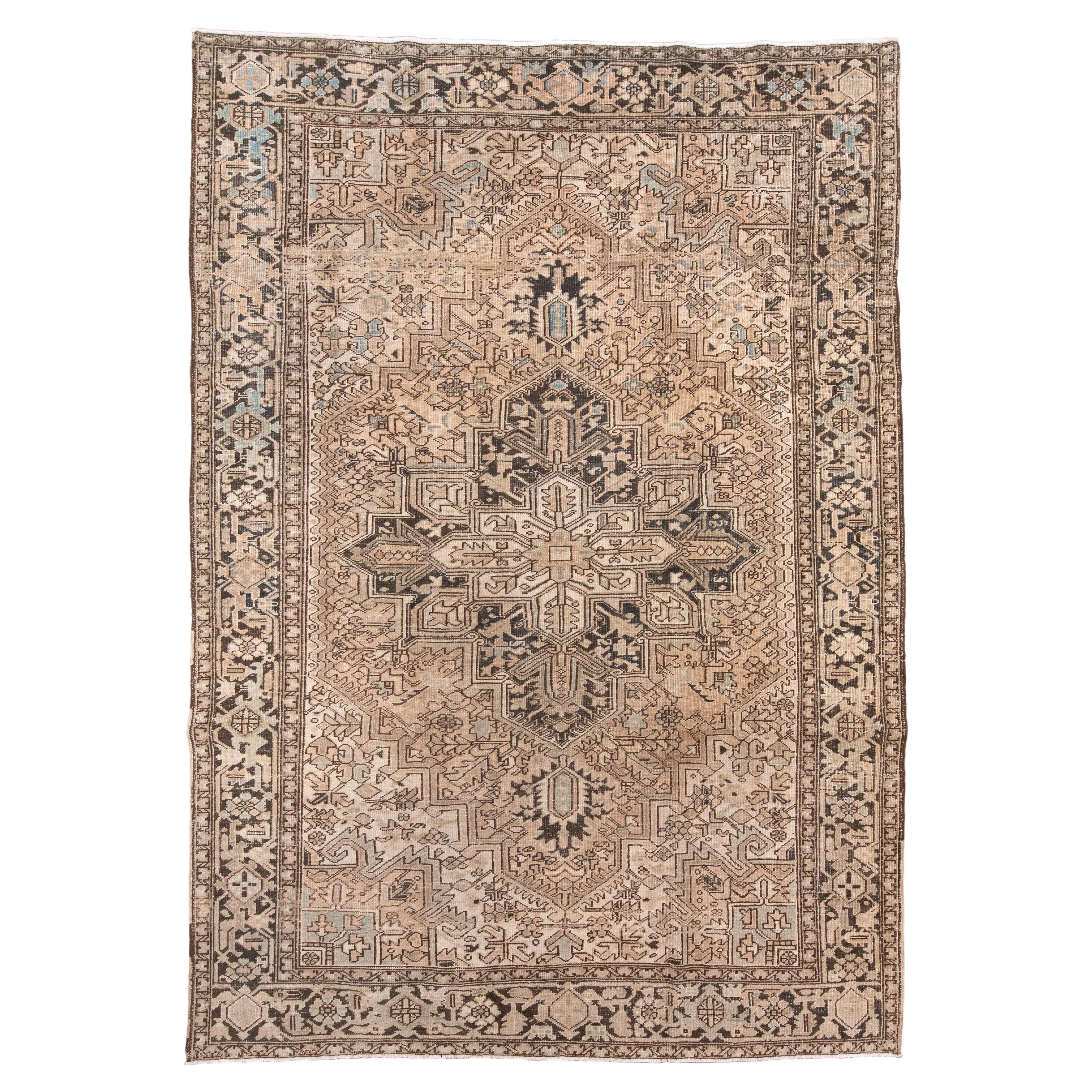 Antique Heriz Rug with Soft Coral Field and a Cruciform Medallion