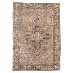 Antique Heriz Rug with Soft Coral Field and a Cruciform Medallion