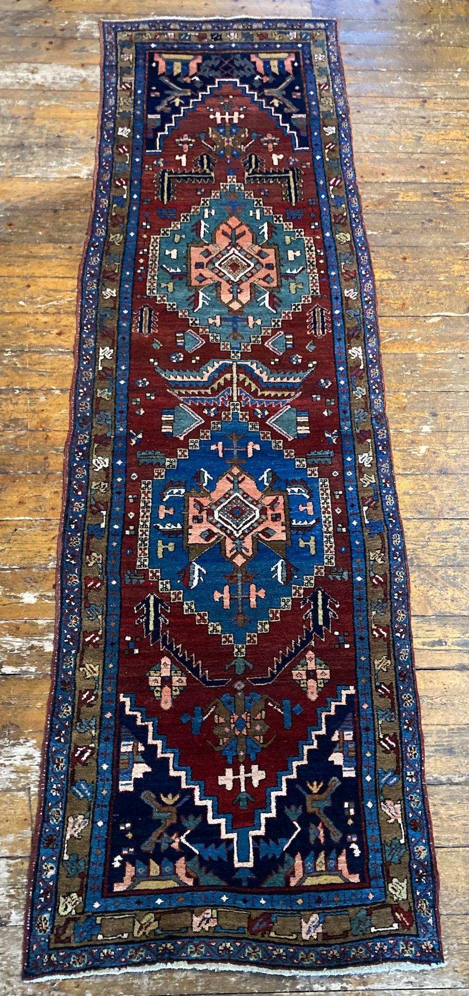 Antique Heriz Runner 2.98m x 0.87m principios del siglo XX en venta