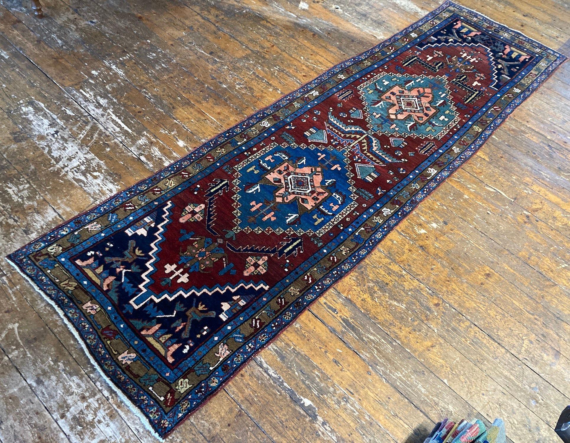 Antique Heriz Runner 2.98m x 0.87m Lana en venta