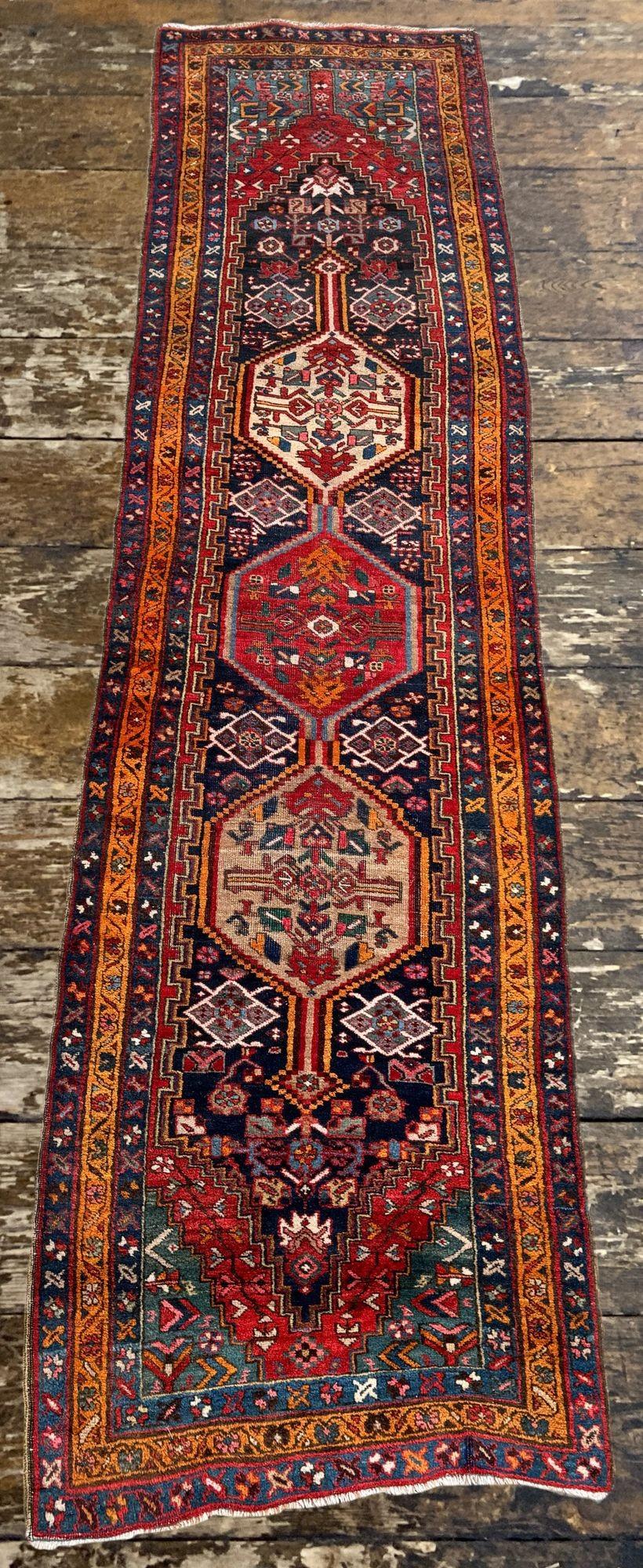 Early 20th Century Antique Heriz Runner 3.13m x 0.84m For Sale