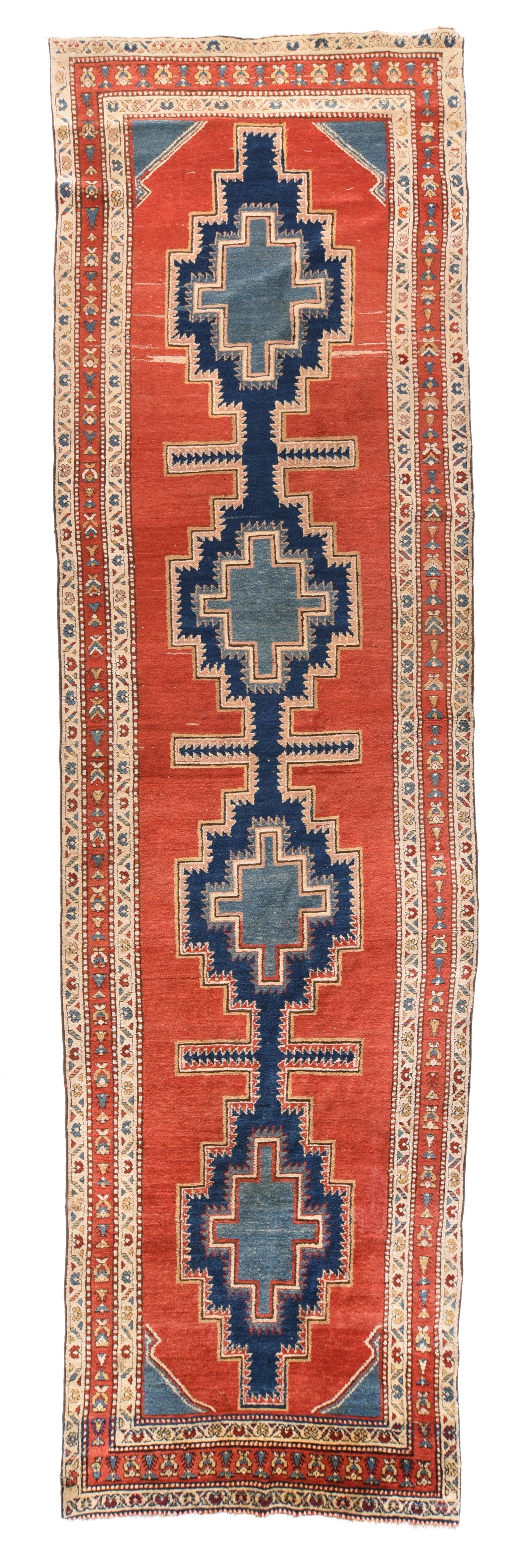 Persian Antique Heriz Runner 3'6'' x 13'6'' For Sale