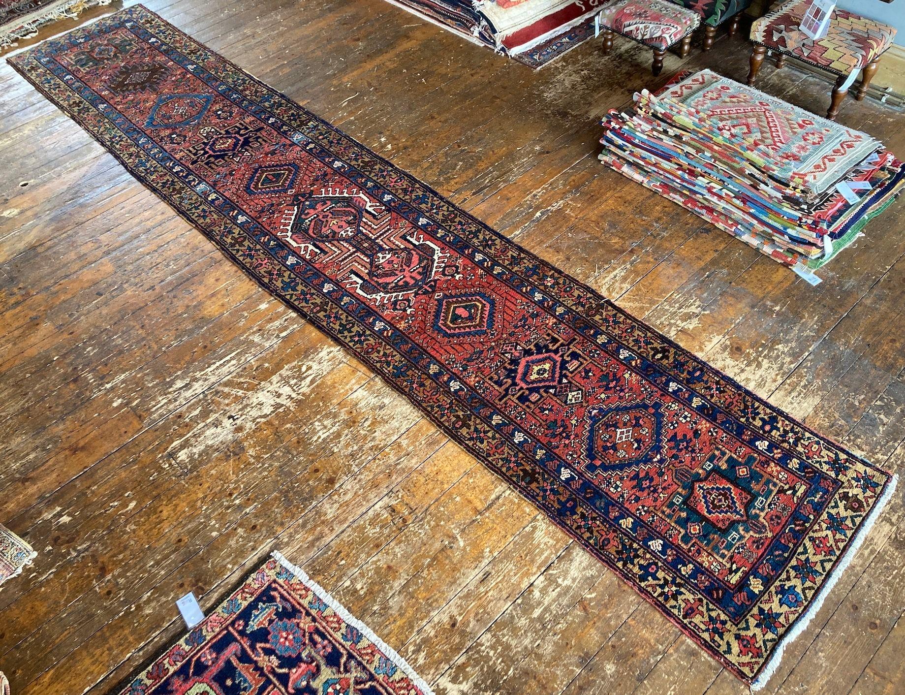 Early 20th Century Antique Heriz Runner 4.70m x 0.87m For Sale