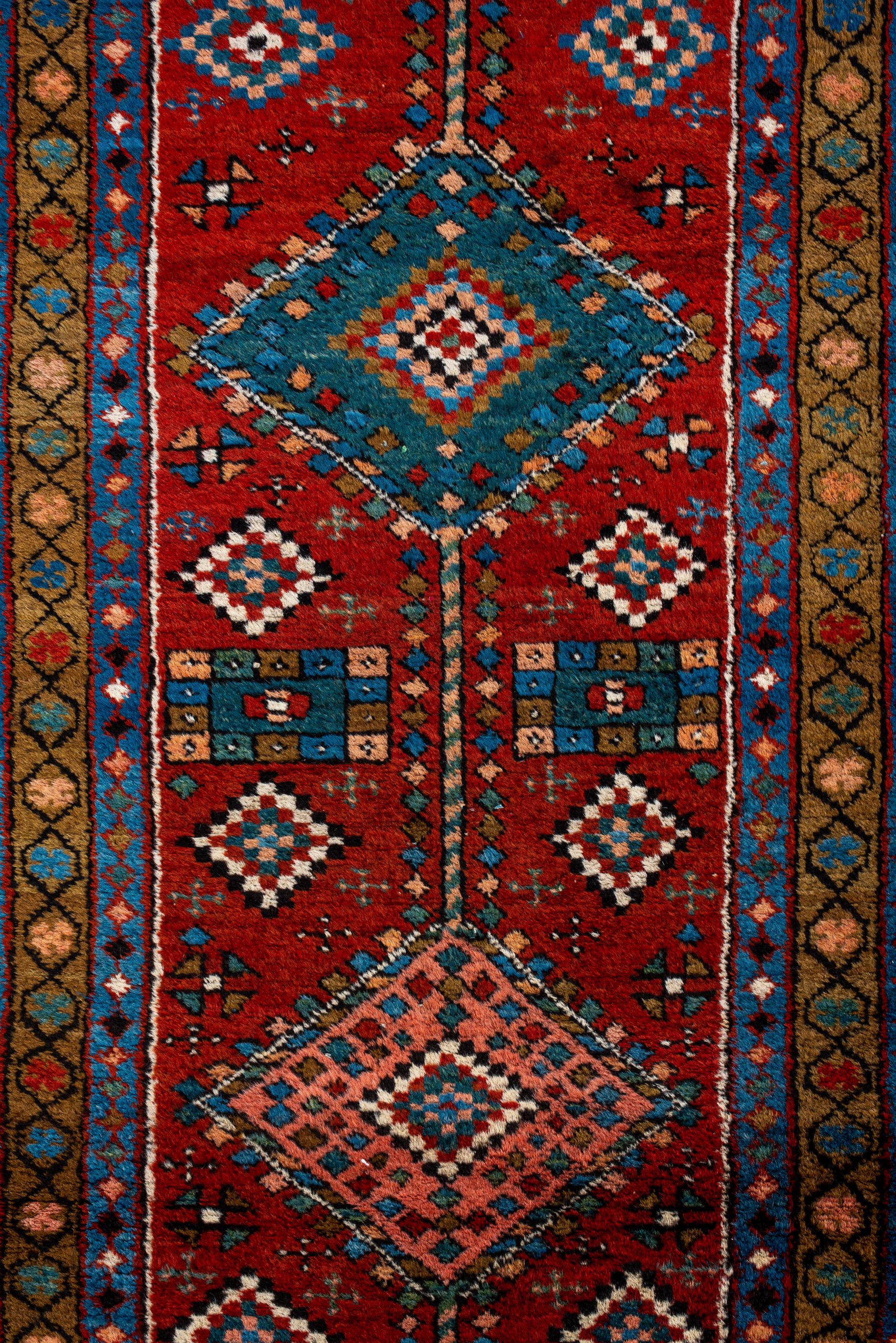 Hand-Knotted Antique Heriz Runner  For Sale