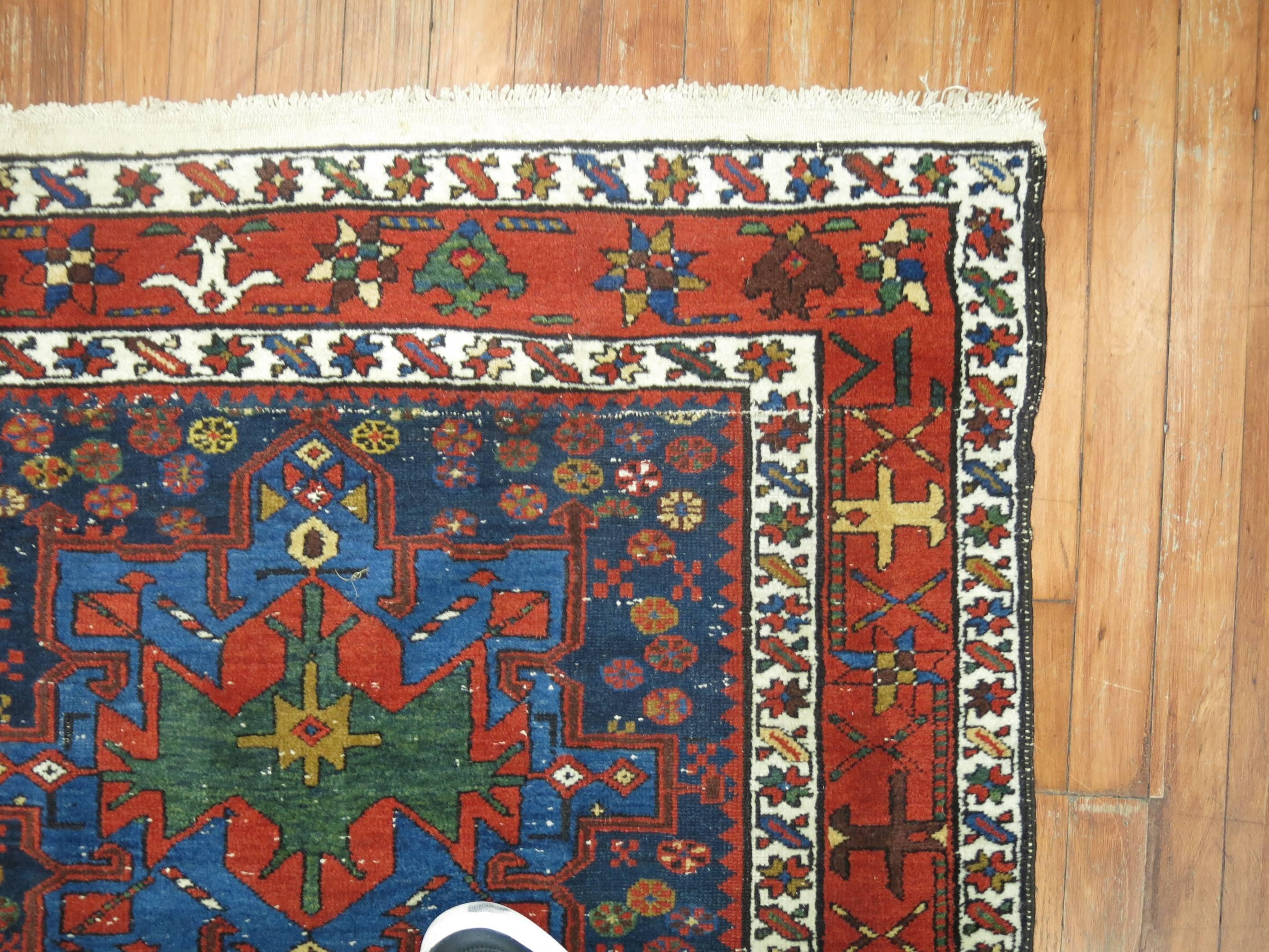 Hand-Knotted Antique Heriz Runner