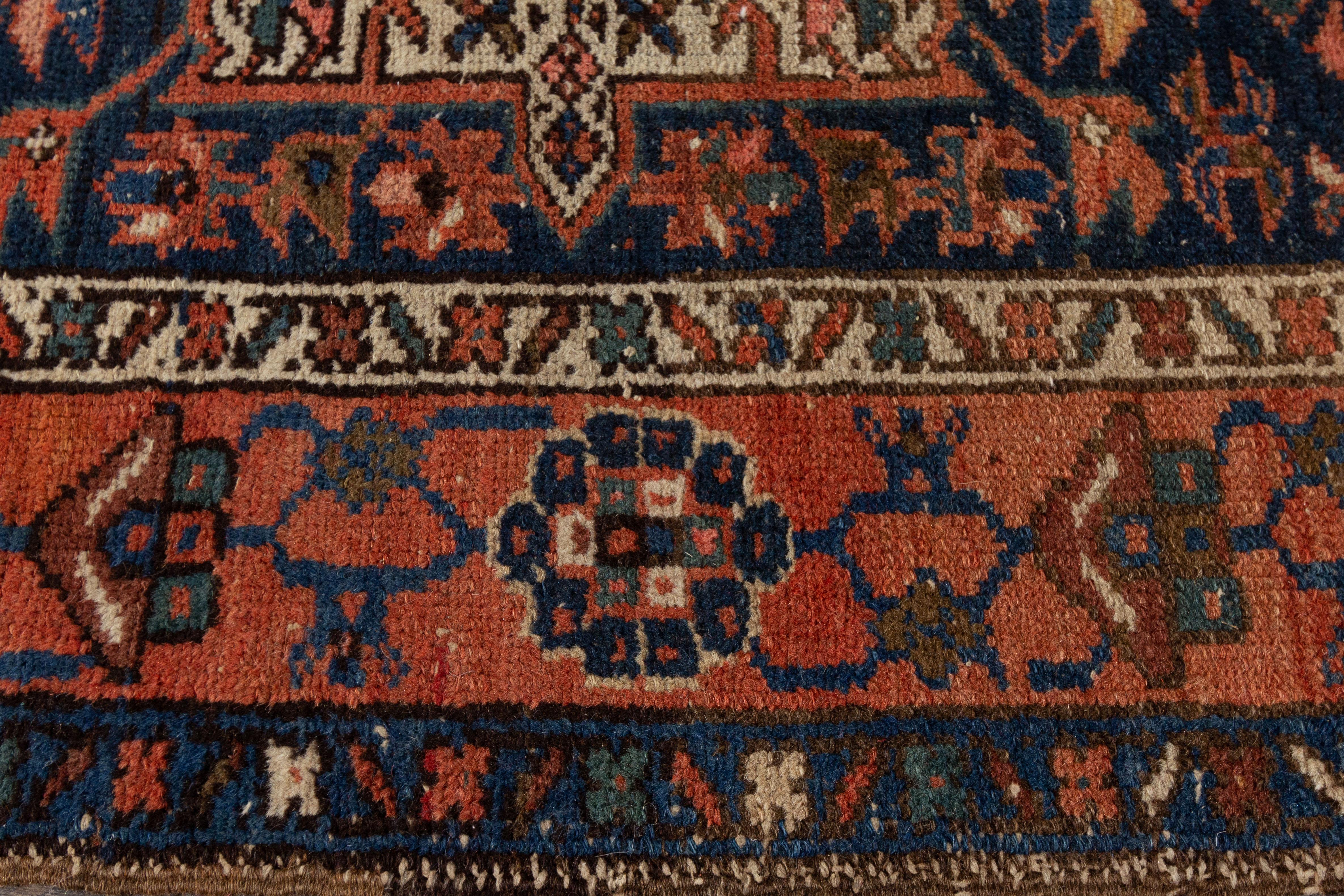 Hand-Knotted Antique Heriz Runner Rug For Sale