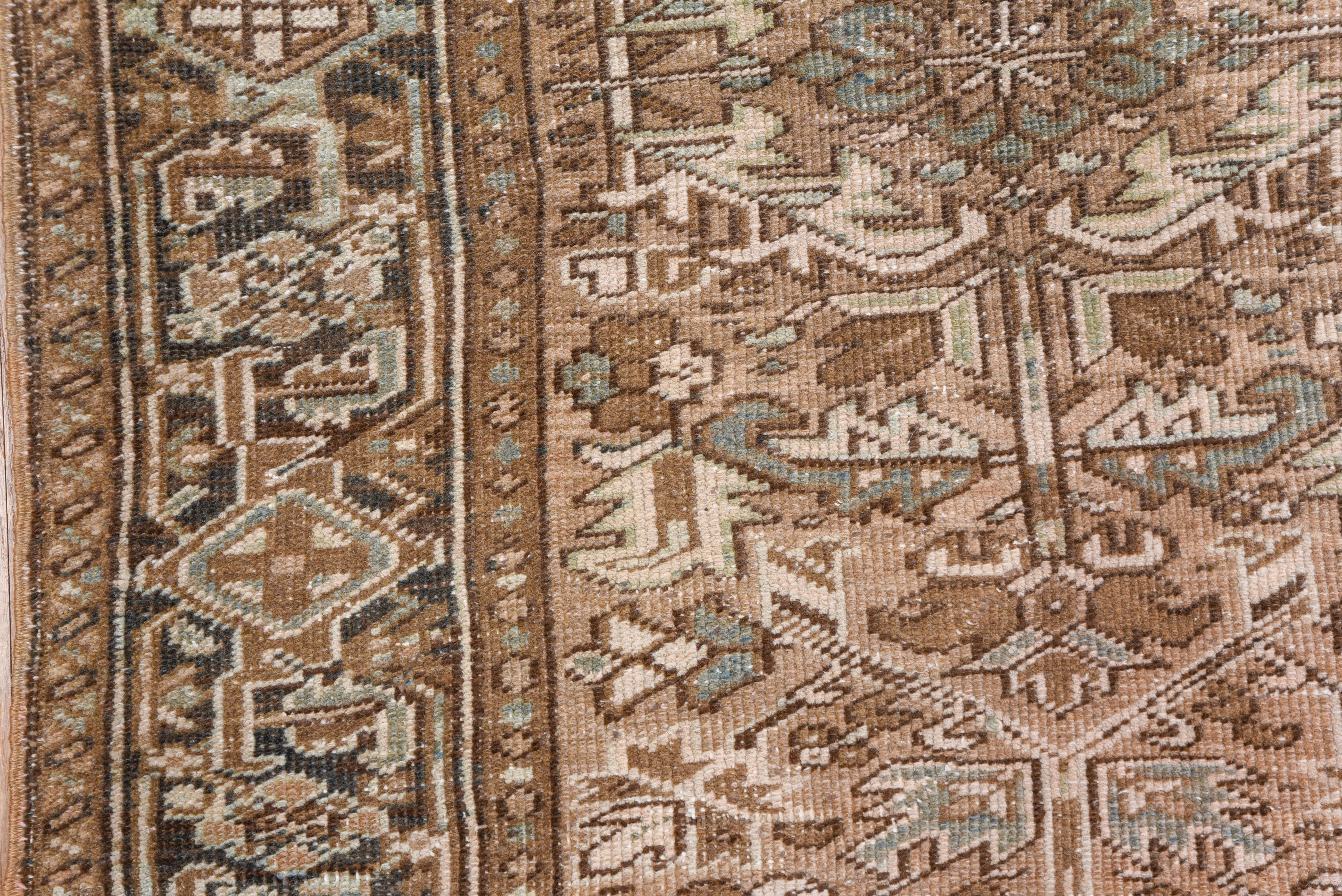 20th Century Antique Heriz Runner soft taupe floral vinework For Sale