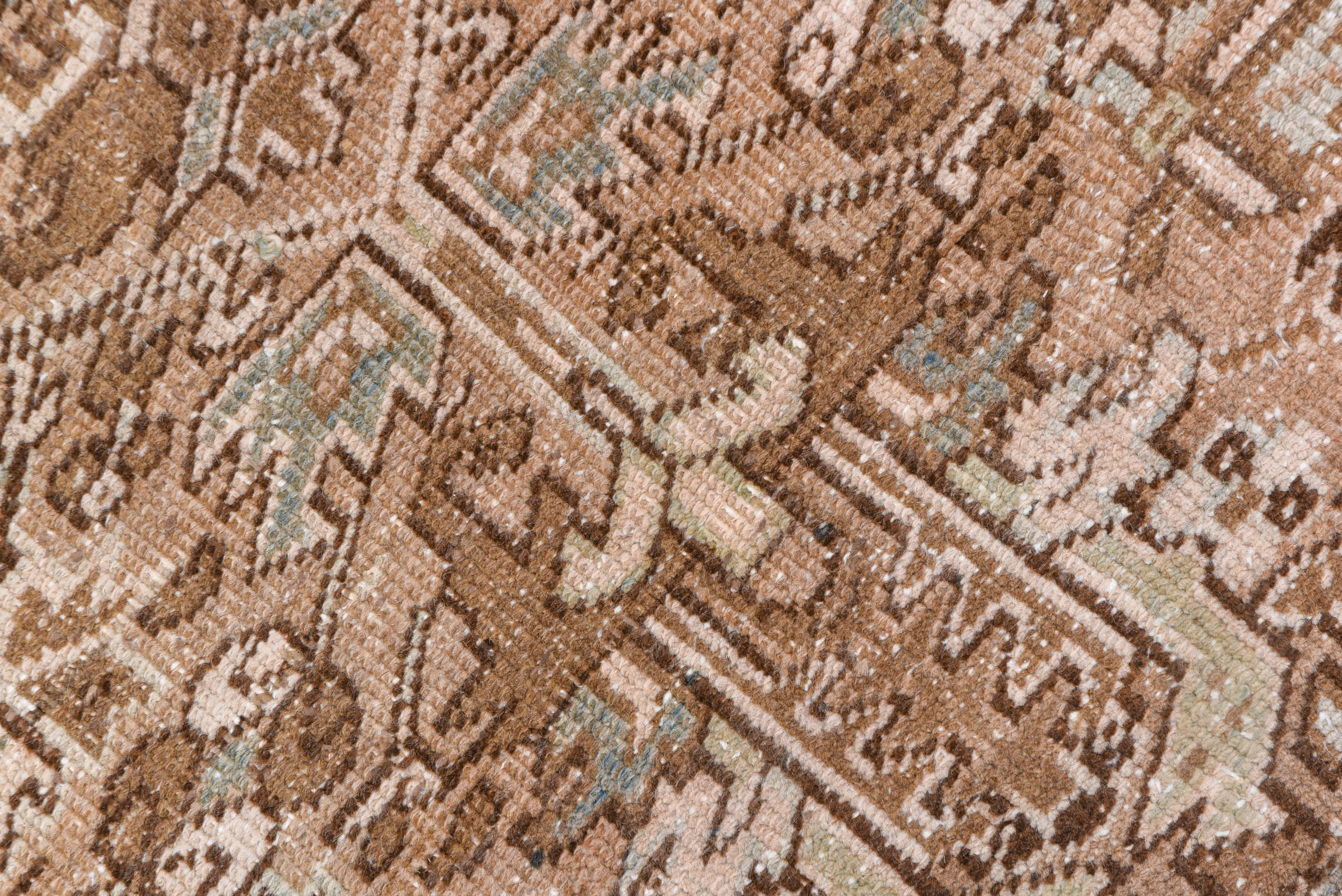 Wool Antique Heriz Runner soft taupe floral vinework For Sale