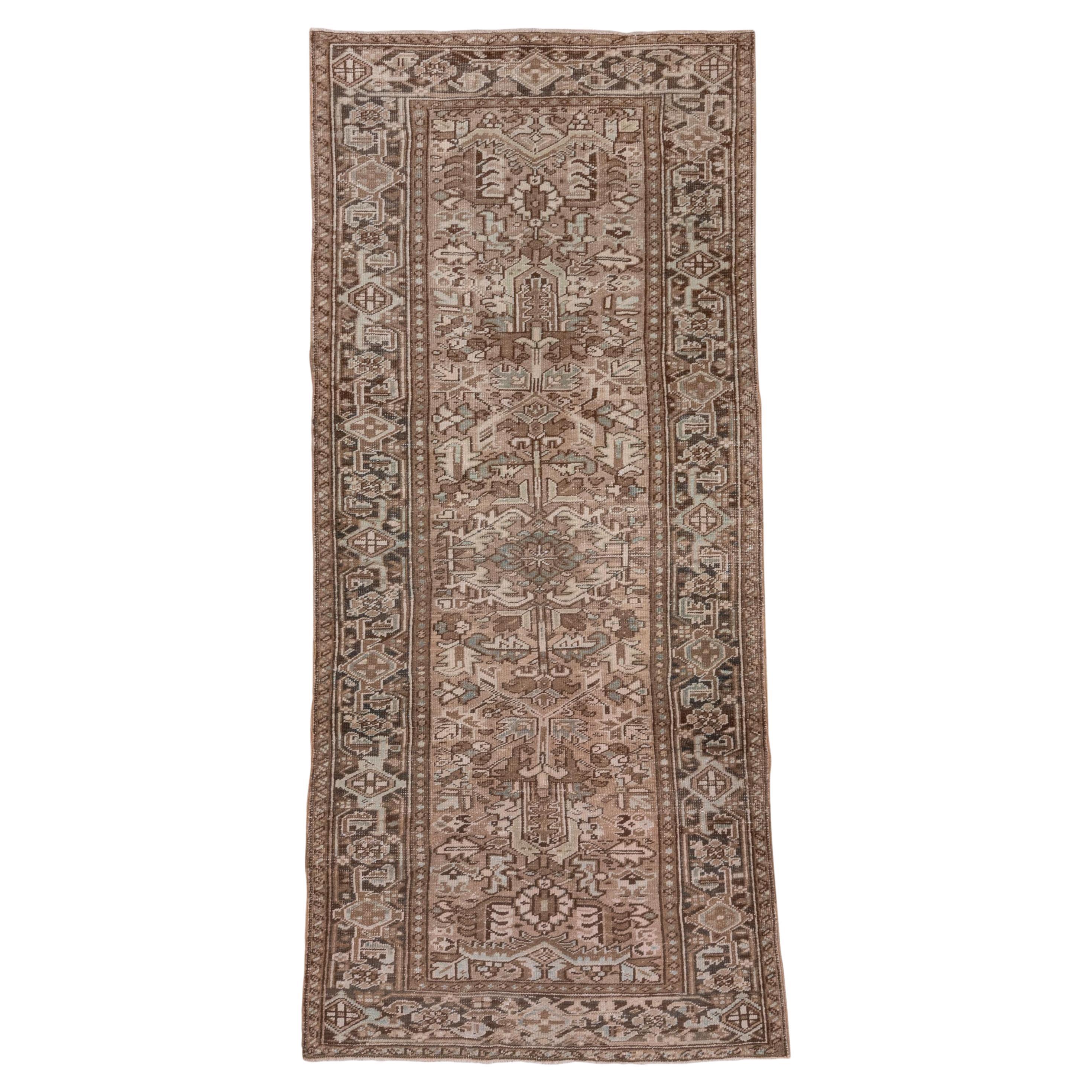 Antique Heriz Runner soft taupe floral vinework For Sale