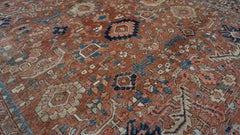 Antiker Heriz Rost, Blau Wollteppich 9'3''x11'10''