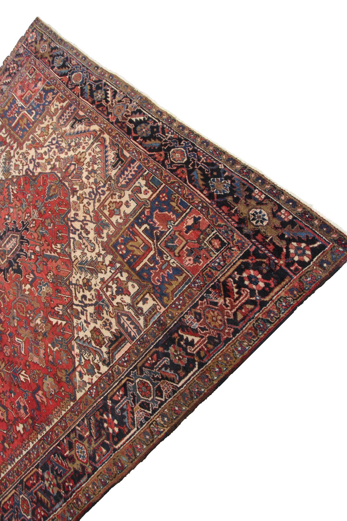 9' x 15' Antiker antiker Heriz Serapi Geometrischer authentischer antiker persischer Heriz (Wolle) im Angebot