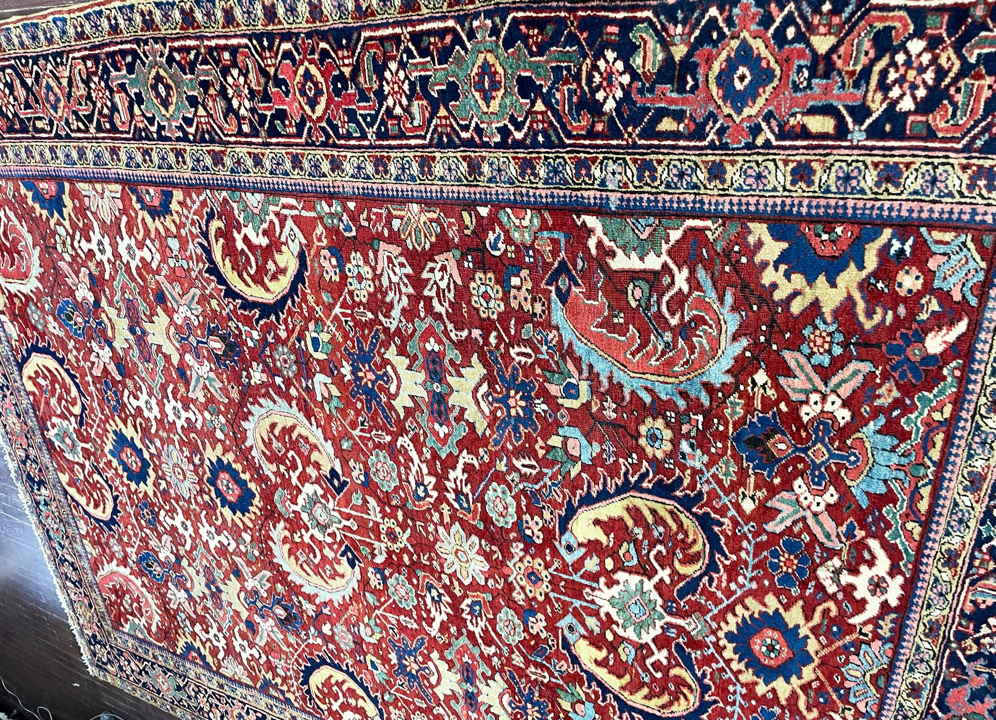Persian Antique Heriz, Serapi Oriental Carpet, Most Decorative For Sale