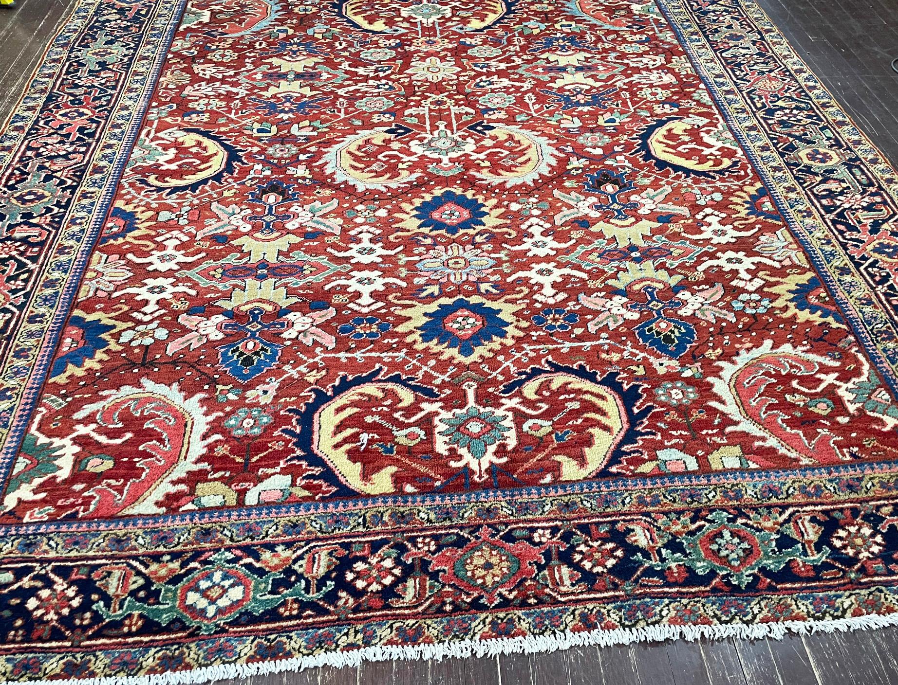 20th Century Antique Heriz, Serapi Oriental Carpet, Most Decorative For Sale