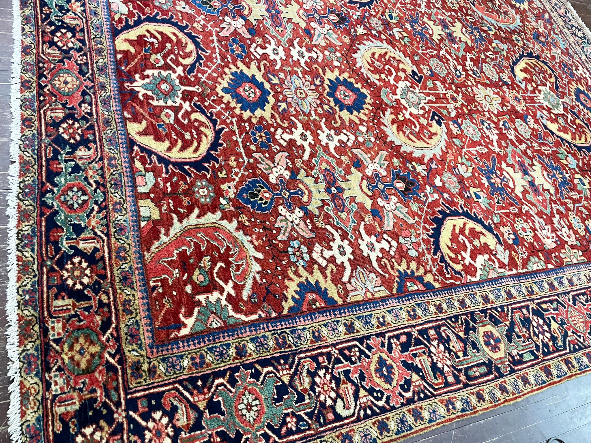 Wool Antique Heriz, Serapi Oriental Carpet, Most Decorative For Sale