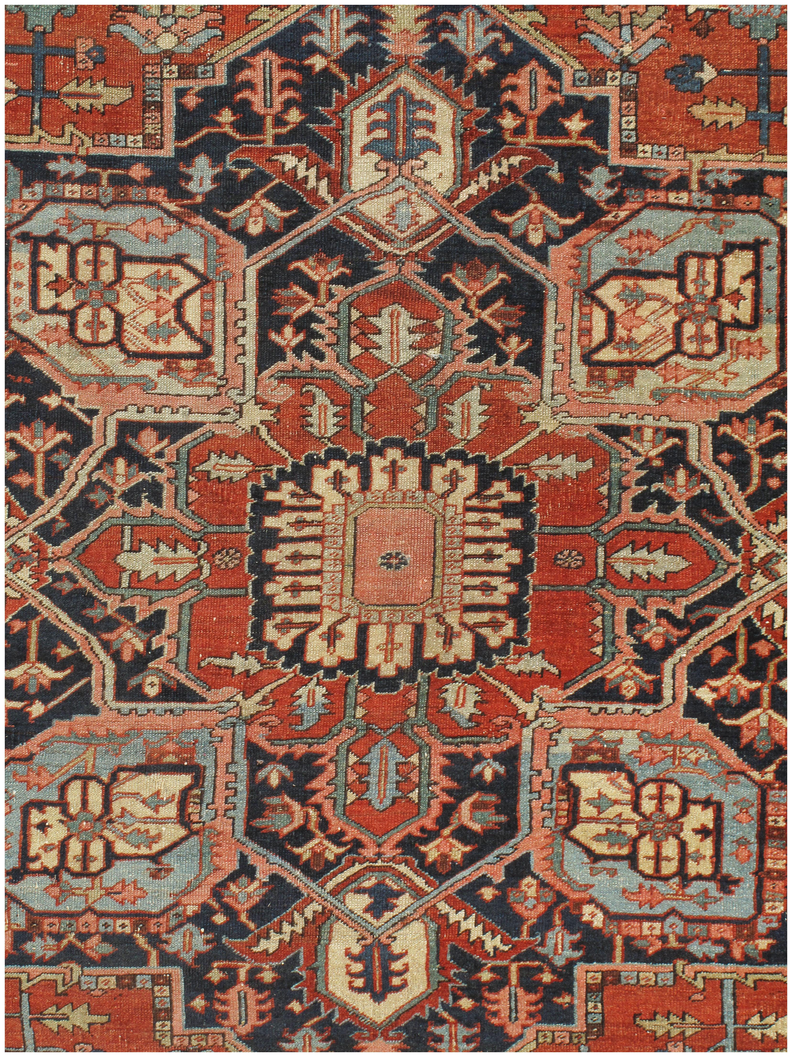 XIX secolo Tappeto antico Heriz Serapi, 9'8 X 13'4 in vendita