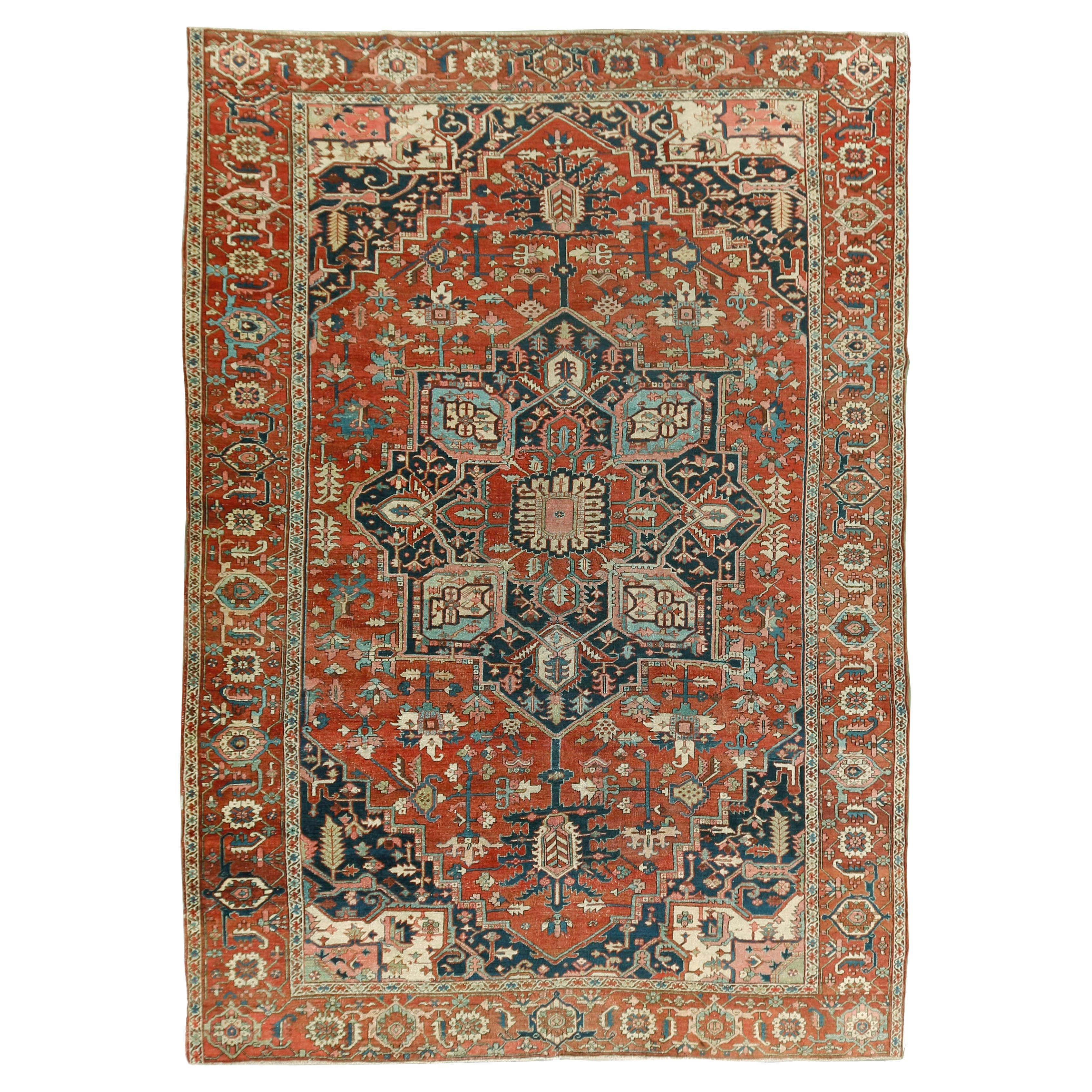 Tappeto antico Heriz Serapi, 9'8 X 13'4 in vendita