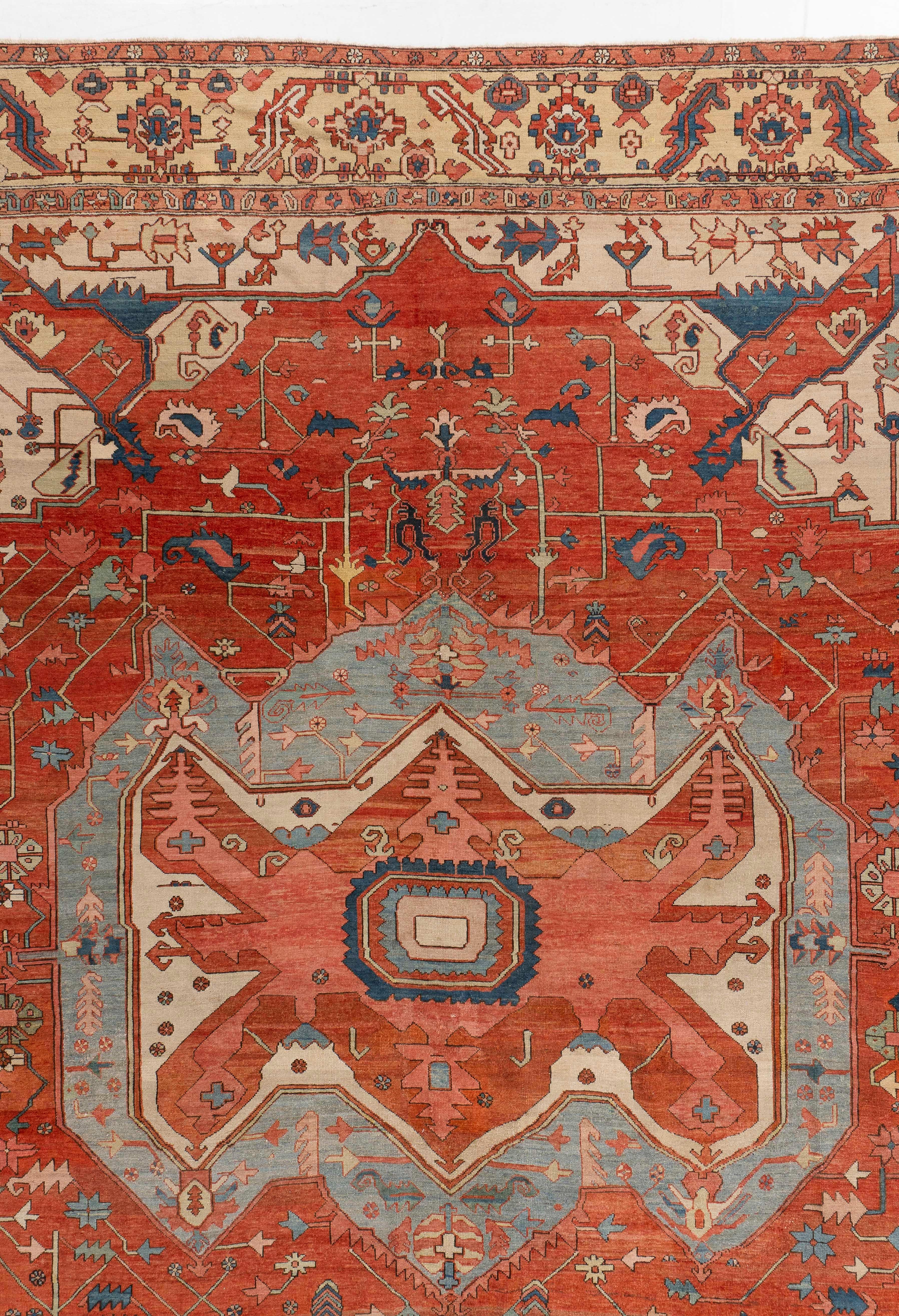 Antiker Heriz-Serapi-Teppich, um 1890  11'5 x 14'4 (Wolle) im Angebot