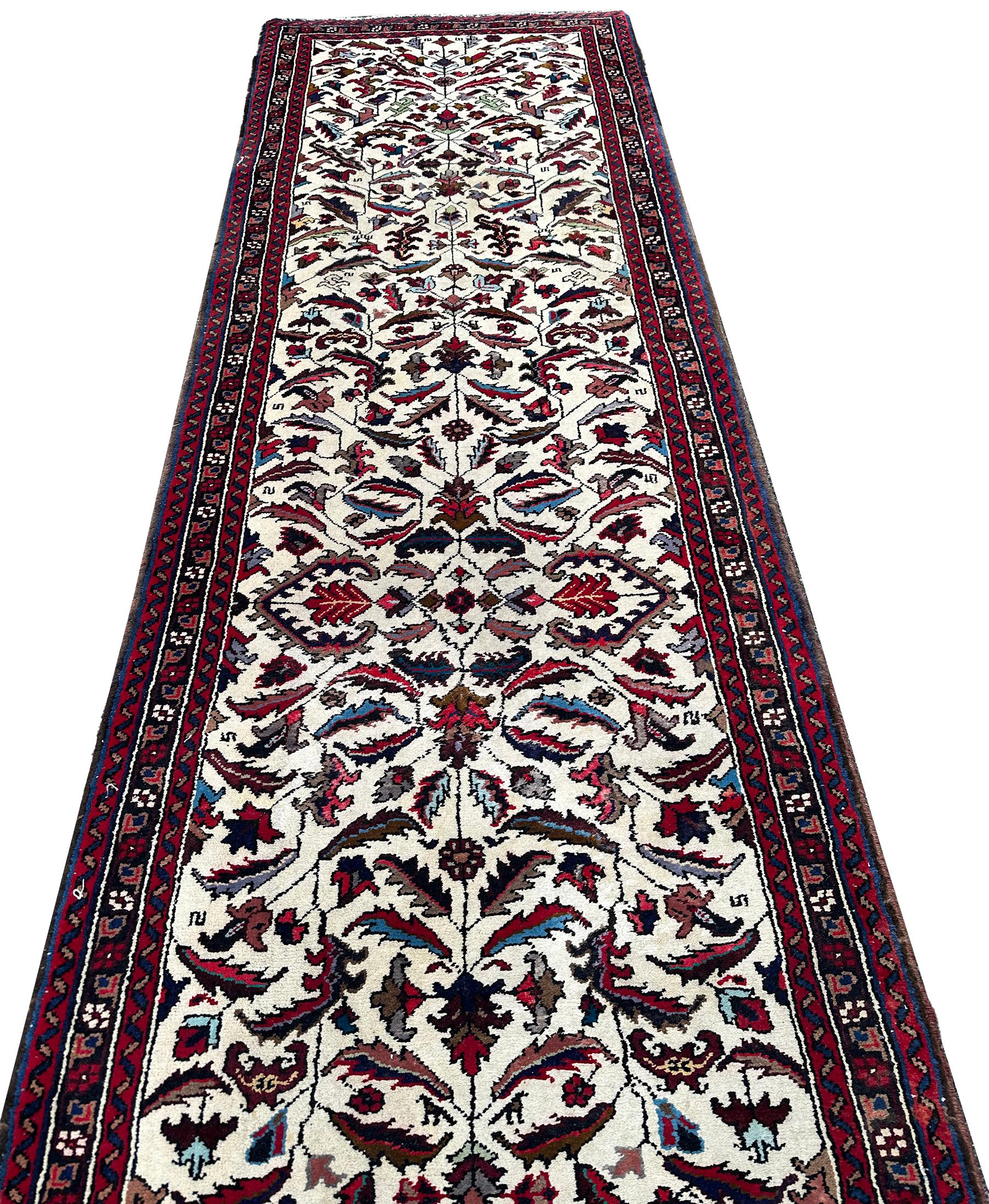 Antiker Heriz Serapi Teppich Persischer Serapi Läufer Teppich Handgefertigt Persischer Teppich 3x11 (Wolle) im Angebot