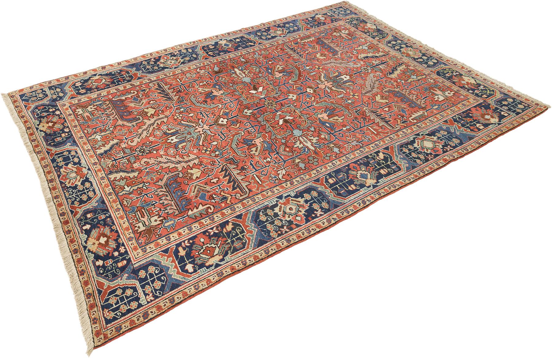 Antiker Heriz Serapi (terrakotta-rot und indigo, 328cm x 238cm) (Persisch) im Angebot