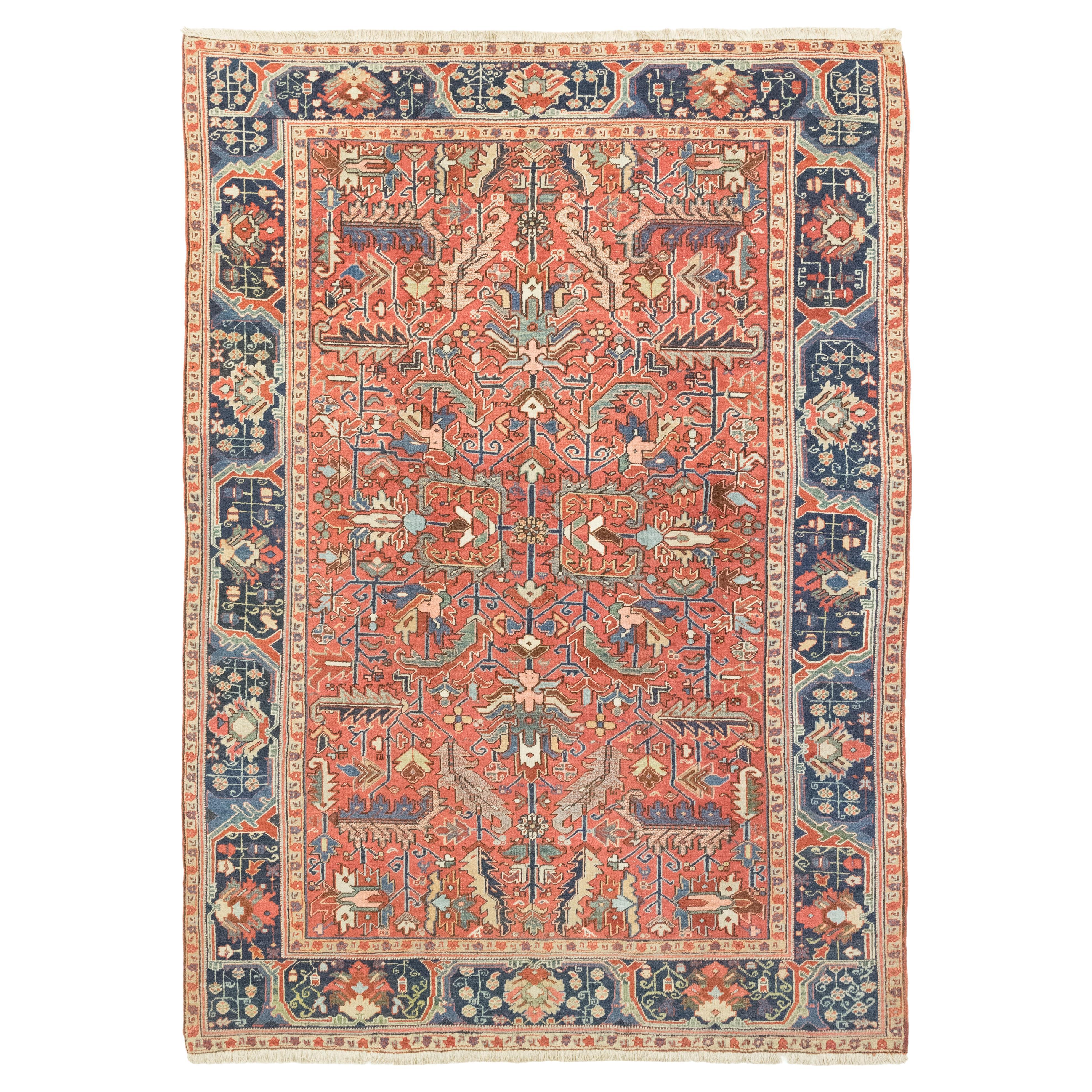 Antiker Heriz Serapi (terrakotta-rot und indigo, 328cm x 238cm) im Angebot