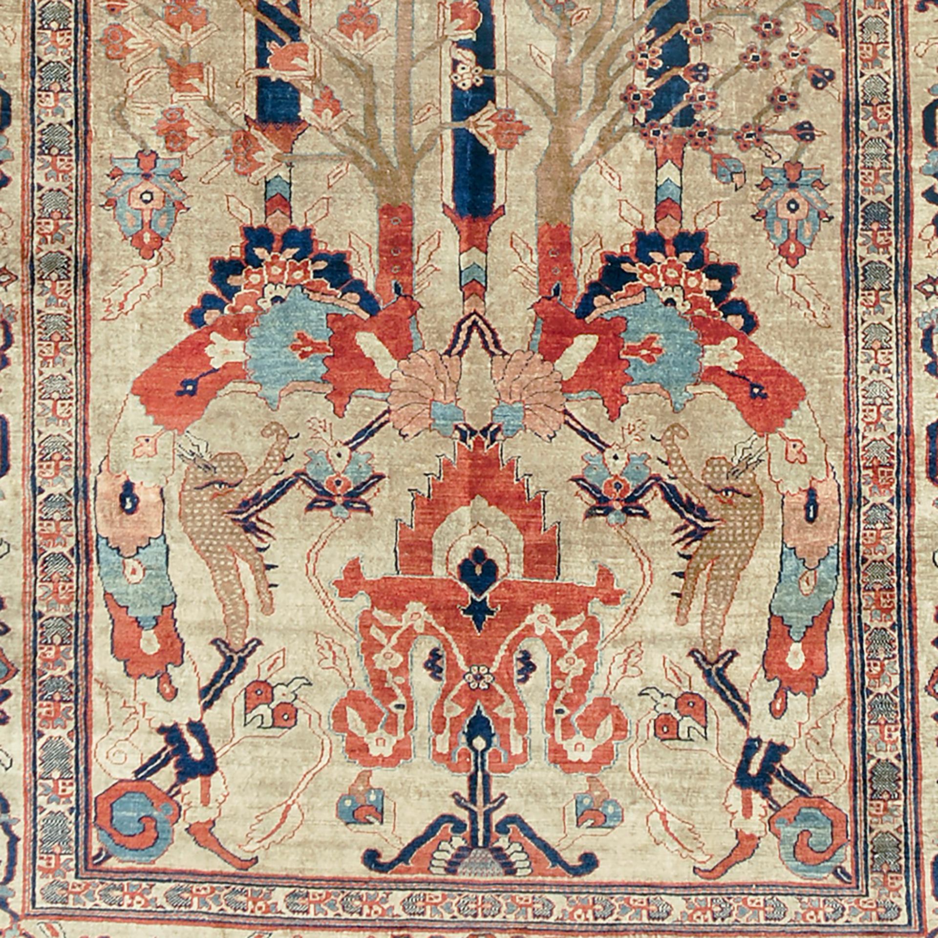 Heriz Serapi Early 20th Century Persian Heriz Silk Rug For Sale