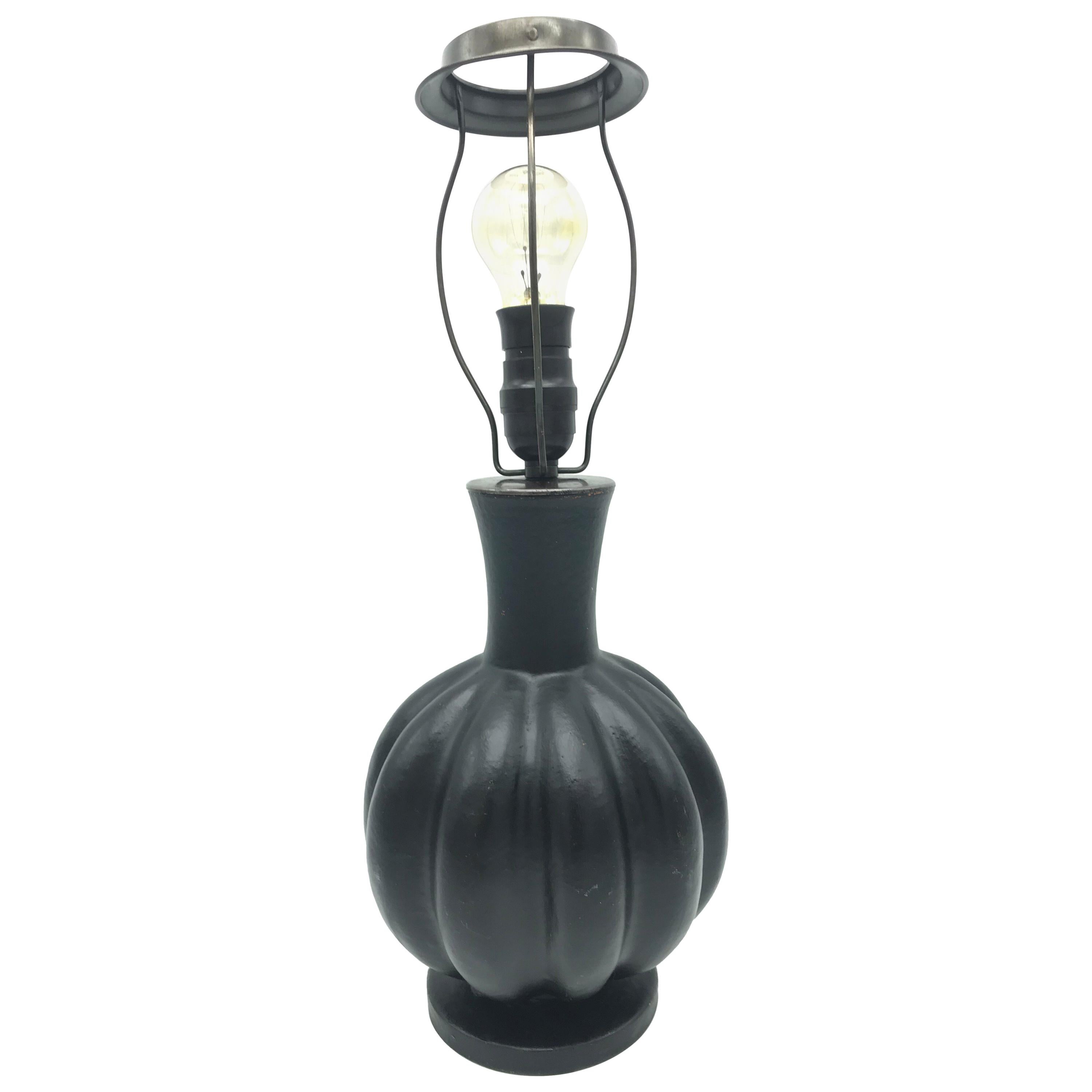 Antique Herman A. Kähler HAK Painted Pottery Lamp
