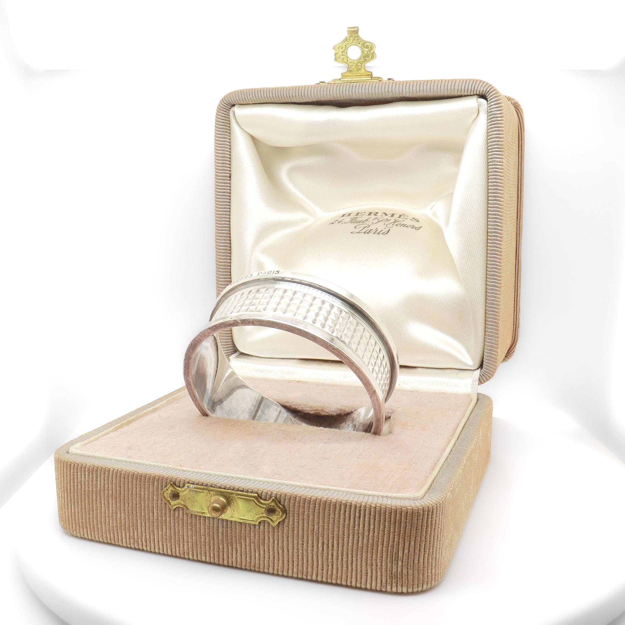 Antico porta tovaglioli in argento di Hermès in stile Art Deco e scatola in vendita 4