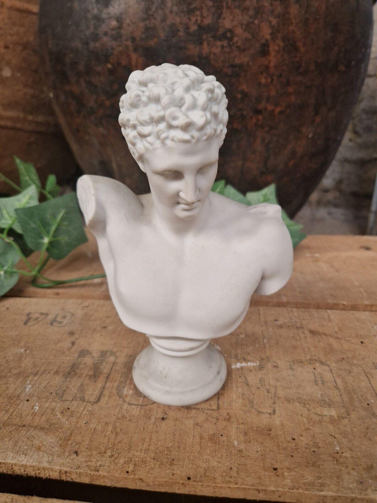 Classical Greek Antique Hermes Bust in Carved Biscuit French Origin For Sale