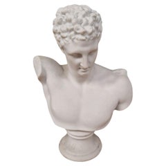 Retro Hermes Bust in Carved Biscuit French Origin