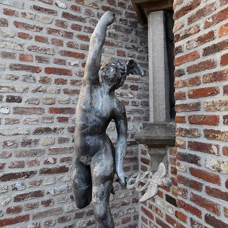Antique Hermes Statue from Lead on a Belgian Bluestone Soccle 19th ...