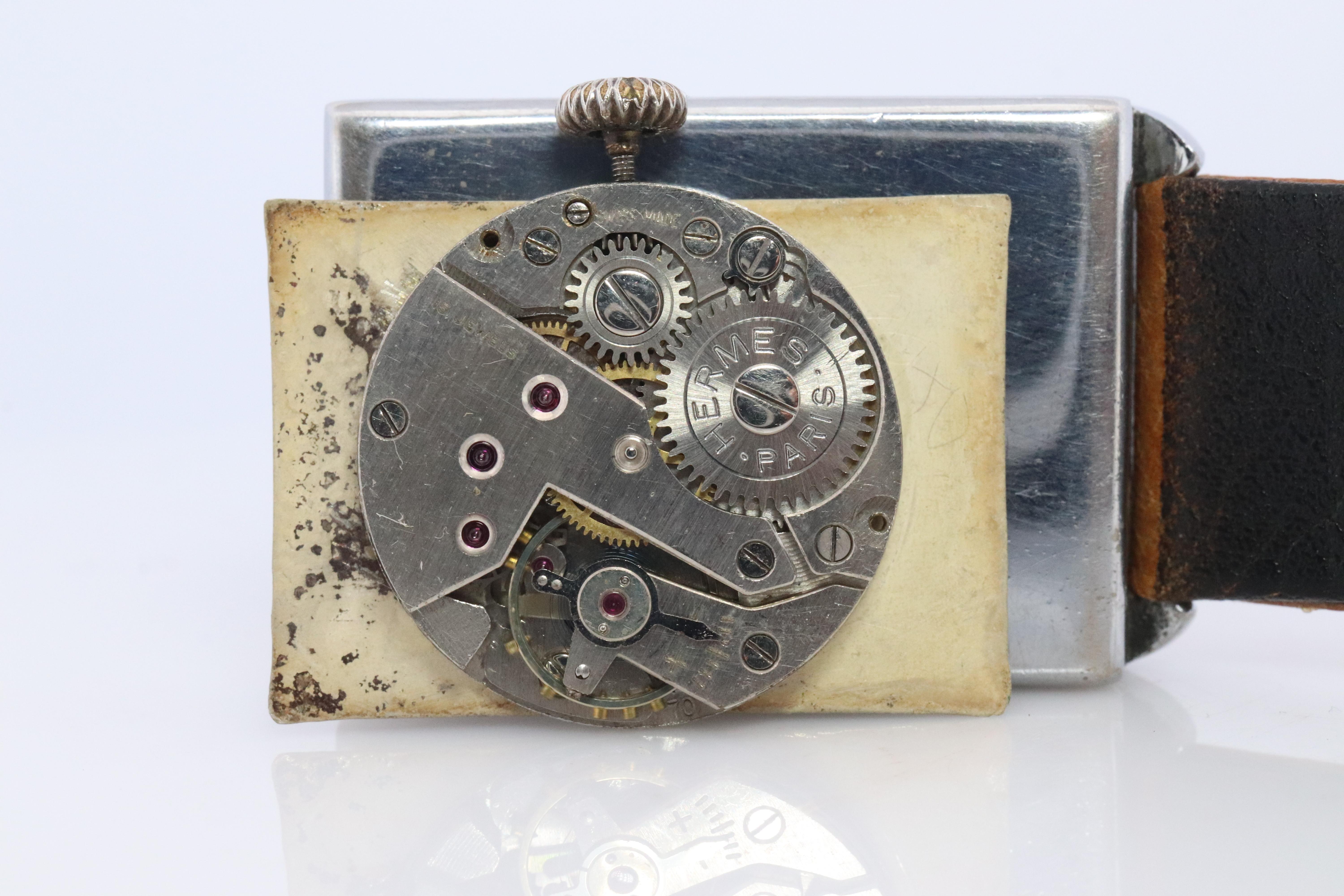 Antiguo reloj HERMES Tank. Reloj de pulsera Art Déco genuino Hermes Manual. en venta 4