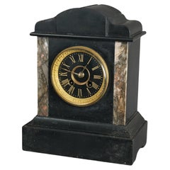 Ancienne horloge de cheminée Herschede en ardoise de style néo-égyptien, vers 1890