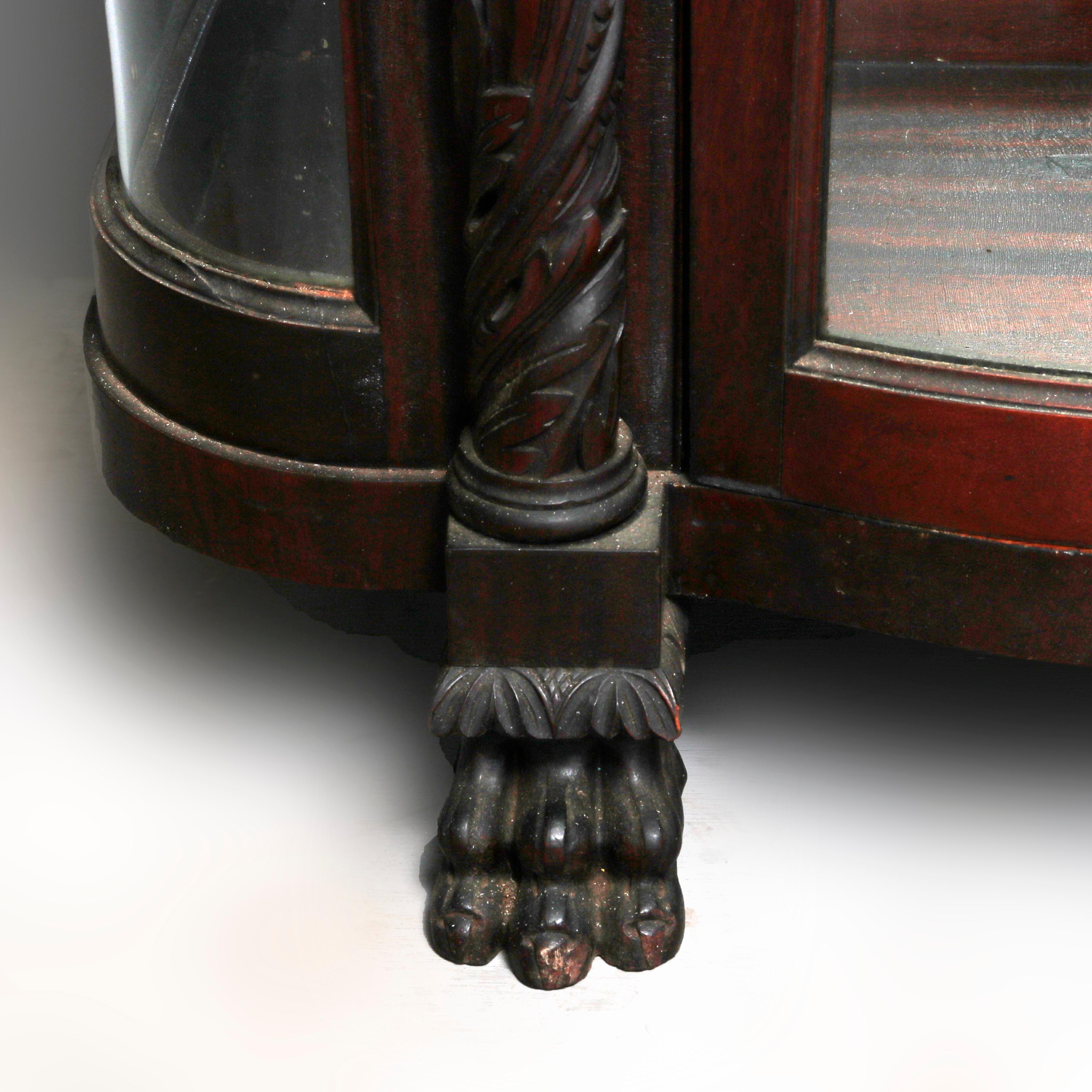 Antique Hersee American Empire Mahogany Diminutive China Cabinet, 19th Century 13