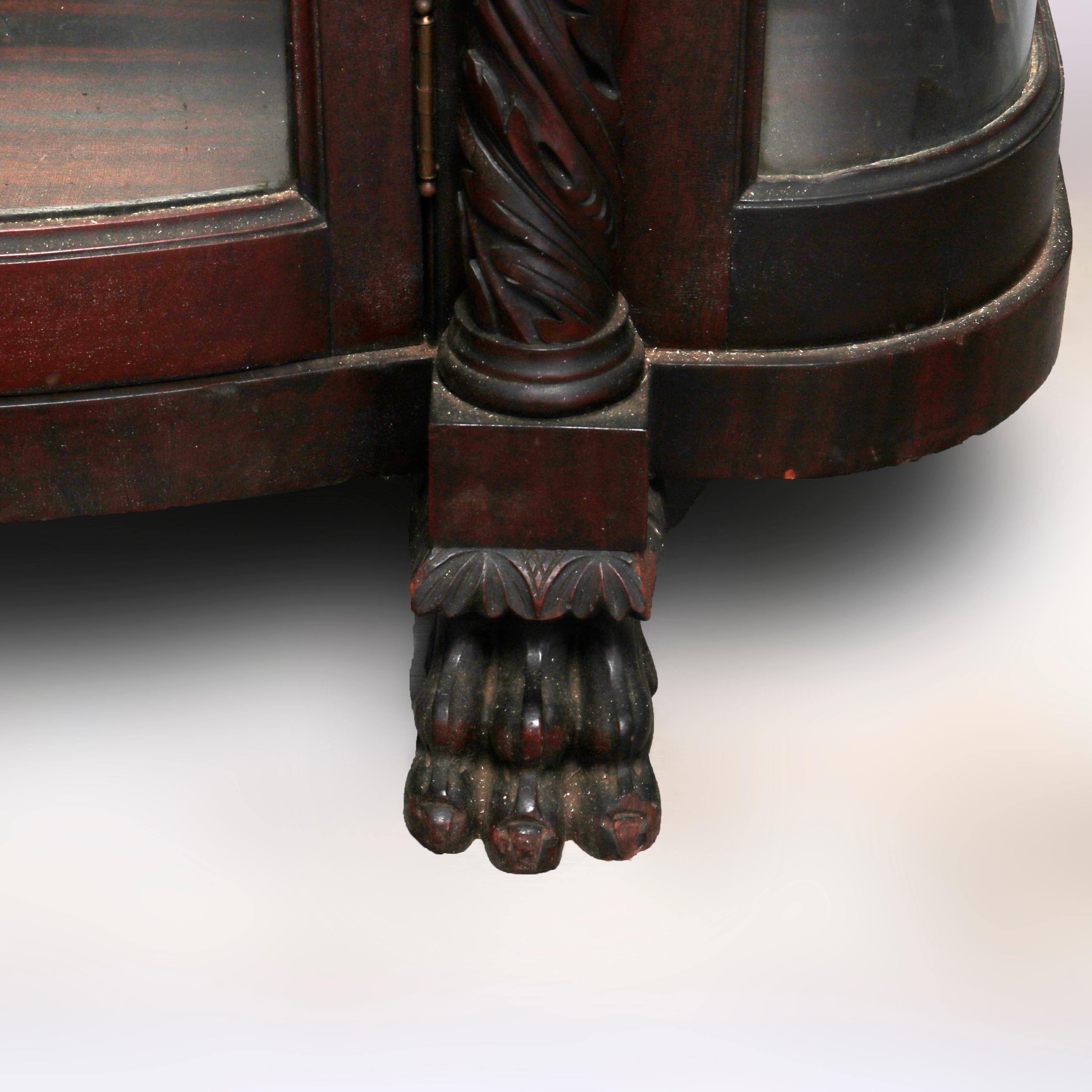Antique Hersee American Empire Mahogany Diminutive China Cabinet, 19th Century 14