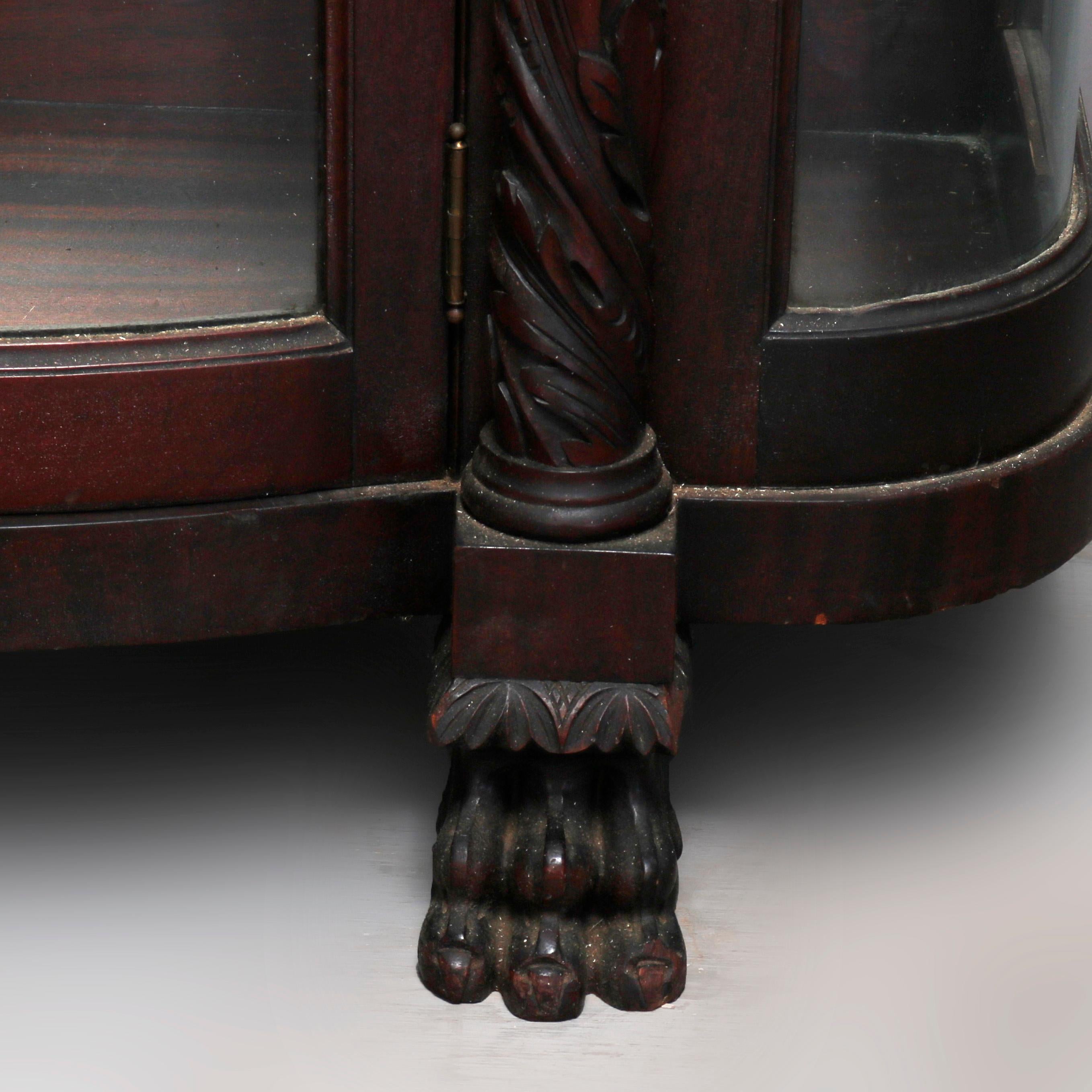 Glass Antique Hersee American Empire Mahogany Diminutive China Cabinet, 19th Century
