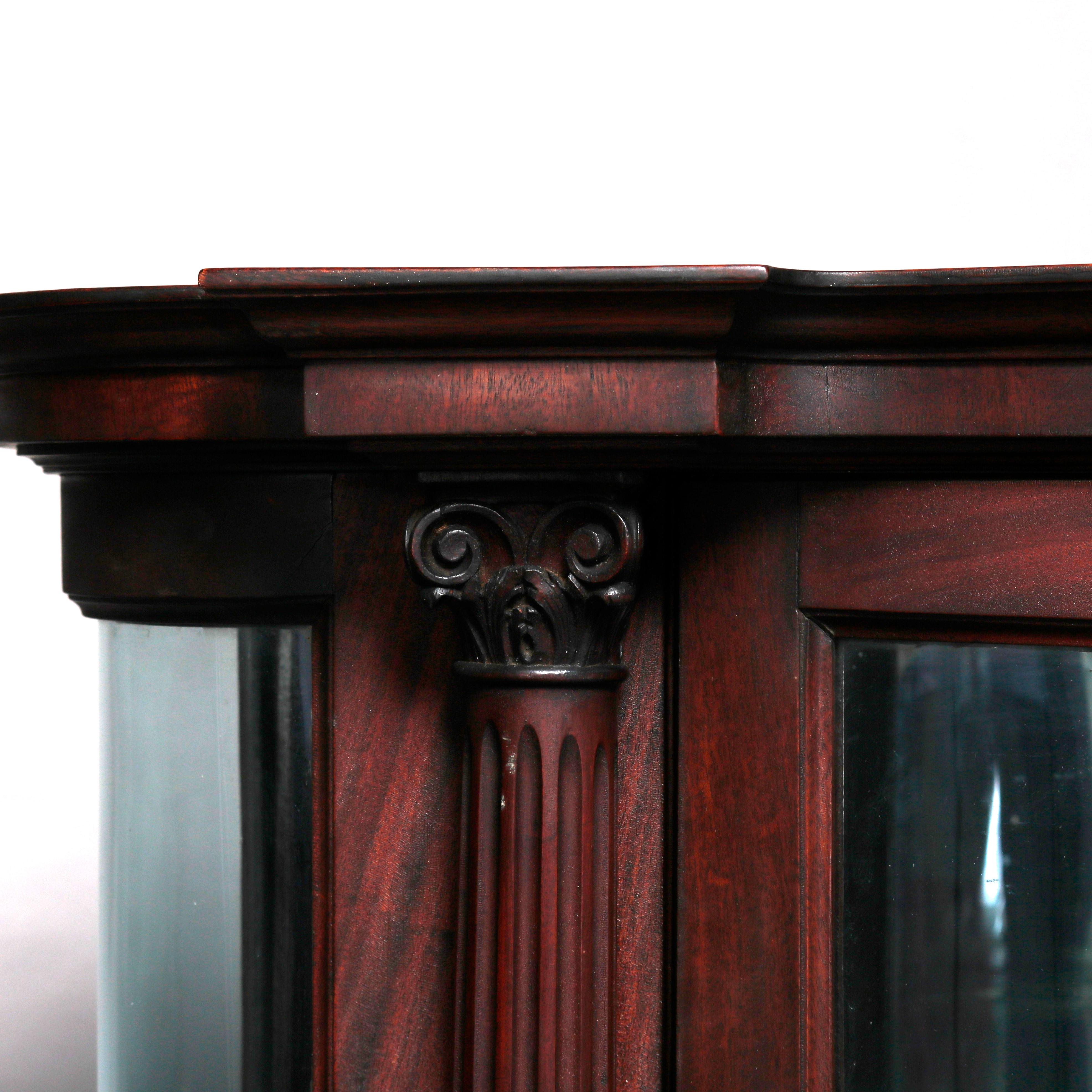 Antique Hersee American Empire Mahogany Diminutive China Cabinet, 19th Century 3