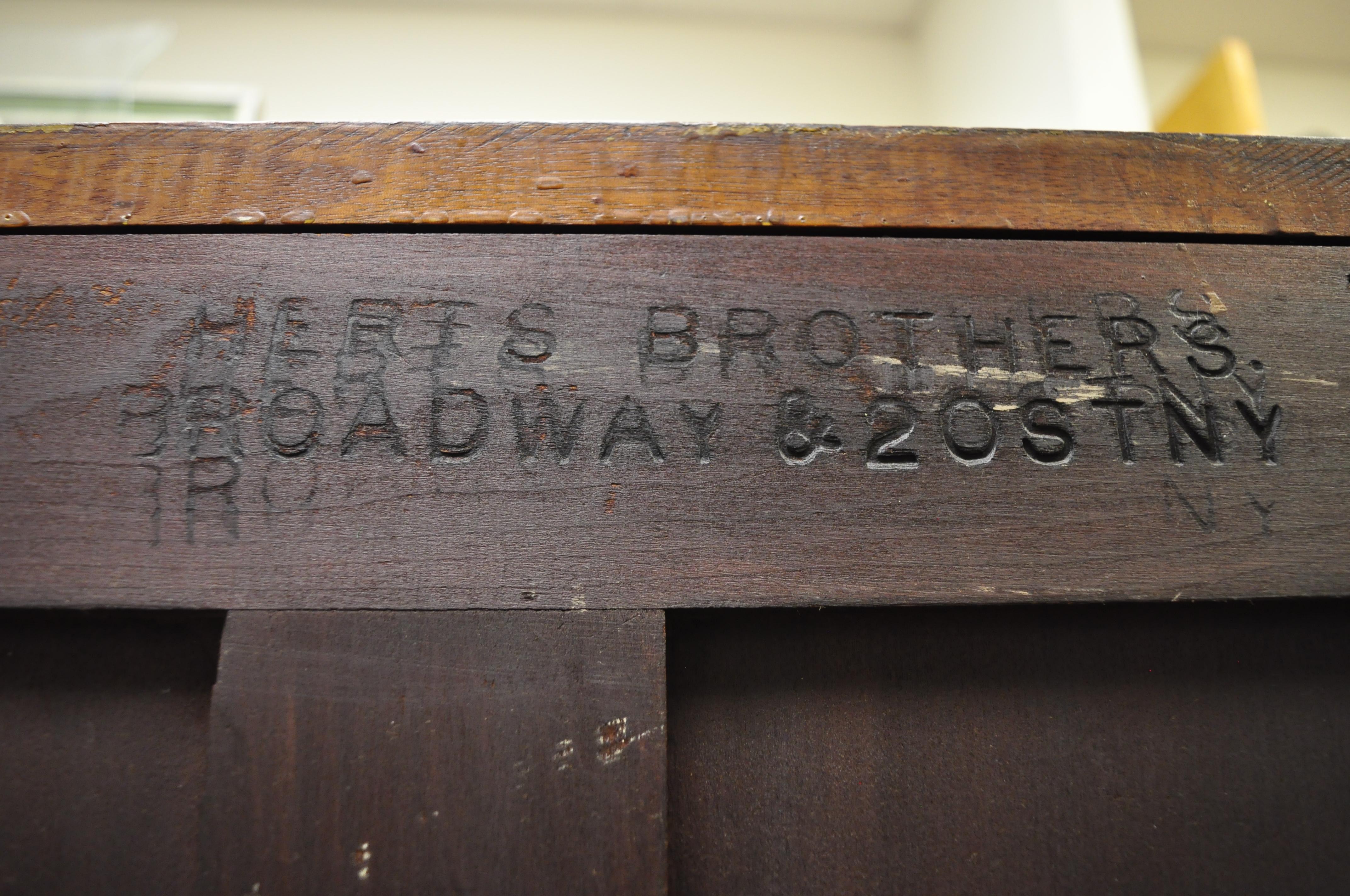 19th Century Antique Herts Brothers Edwardian Bronze & Satinwood Inlay Mahogany Chest Dresser For Sale