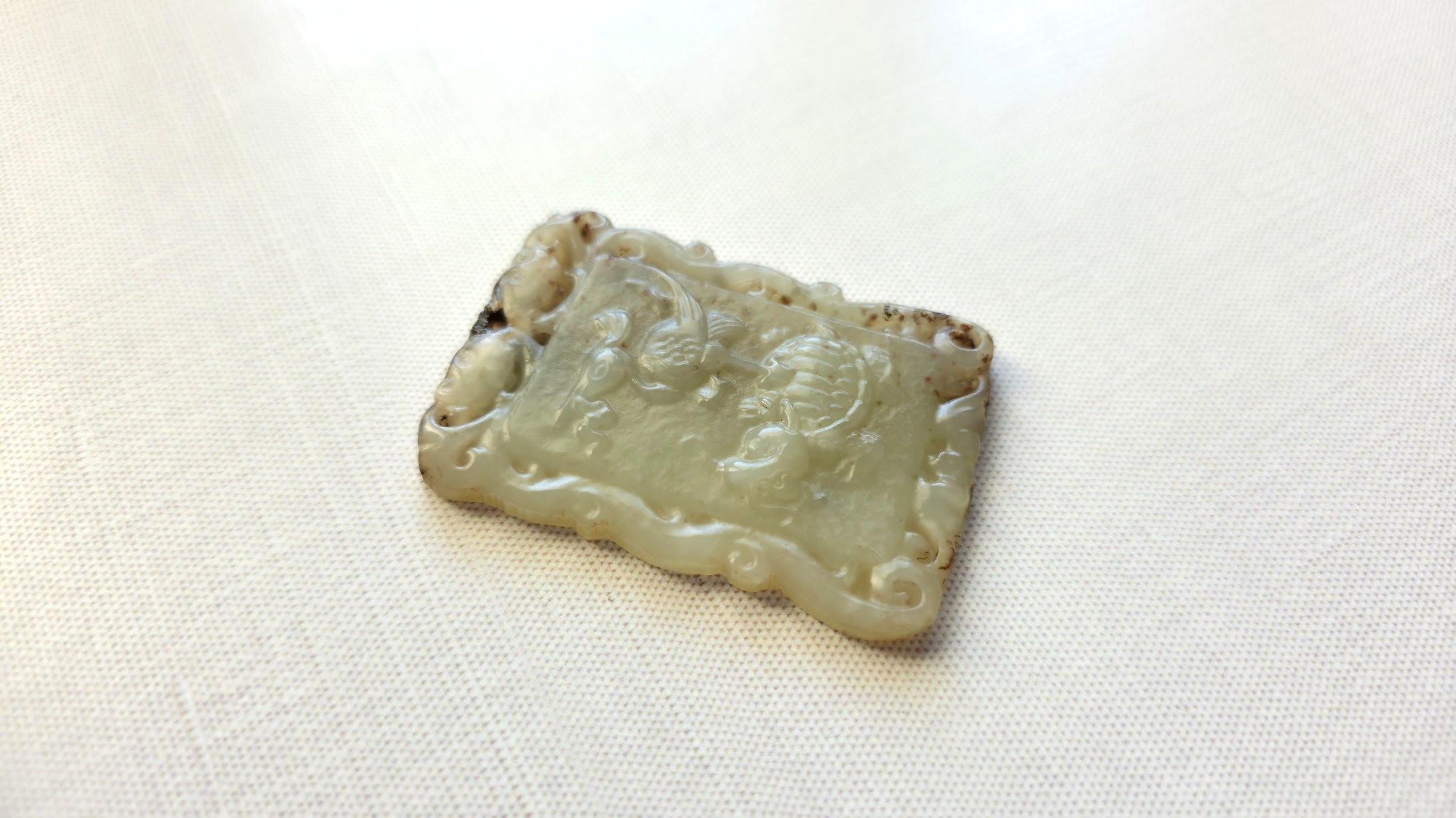 da uomo o donna Antico ciondolo di giada Hetian Amuleto della dinastia Qing in vendita