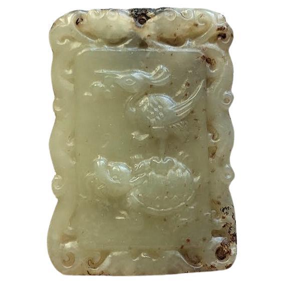 Pendentif en jade Hetian antique Amulette dynastie Qing