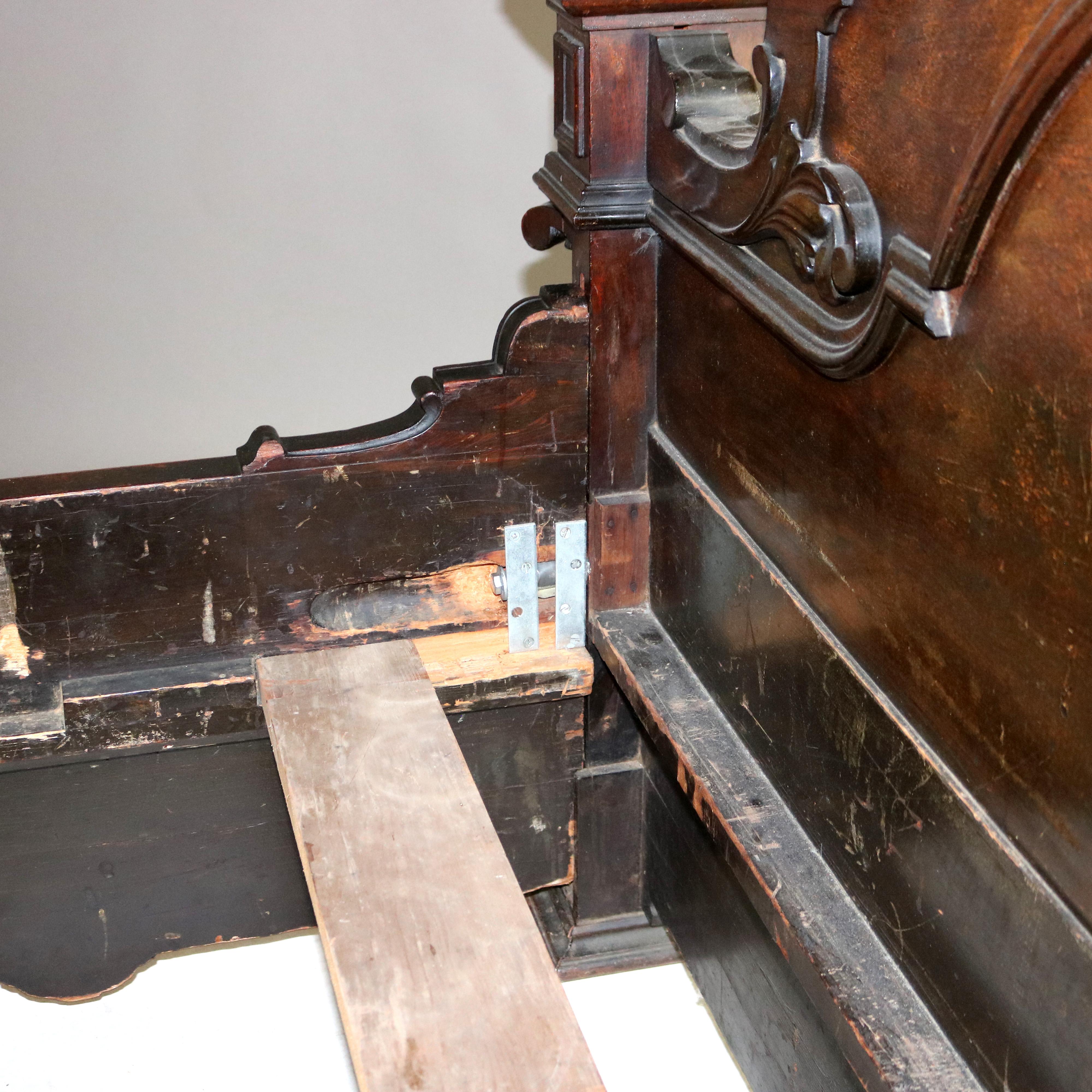 Antique Heurter Brothers School Victorian Rococo Revival Rosewood Bed C1870 6