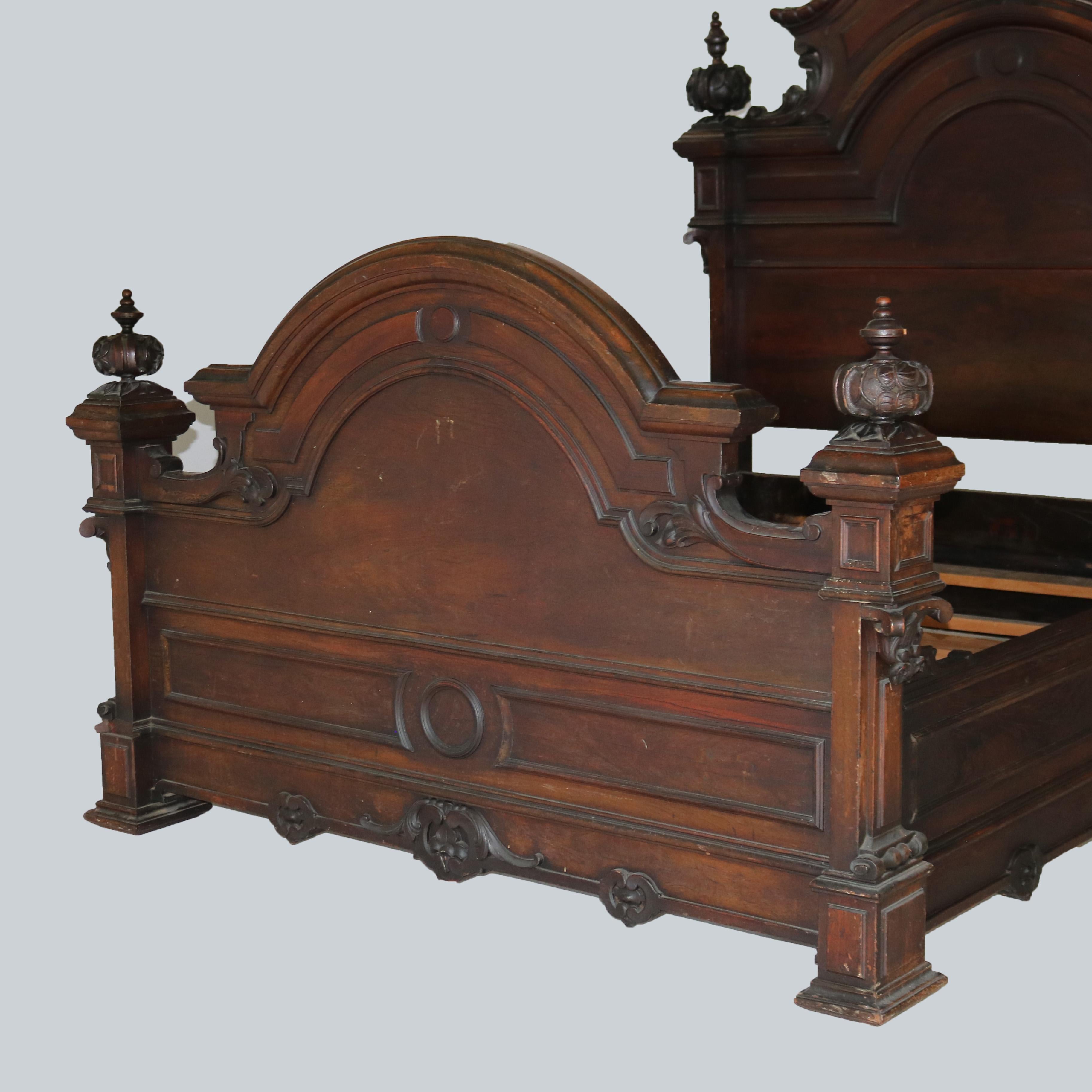 Antique Heurter Brothers School Victorian Rococo Revival Rosewood Bed C1870 10
