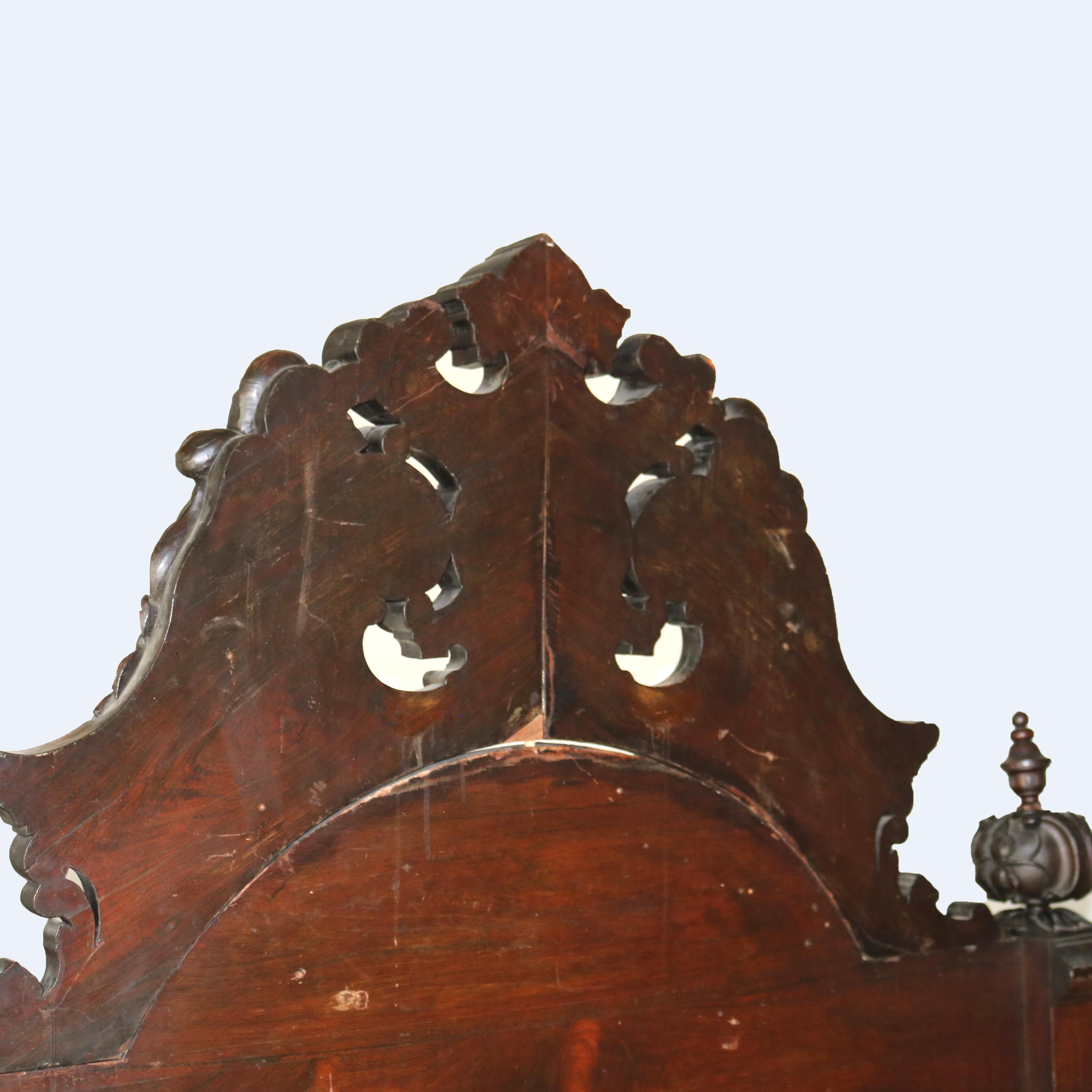 Antique Heurter Brothers School Victorian Rococo Revival Rosewood Bed C1870 13