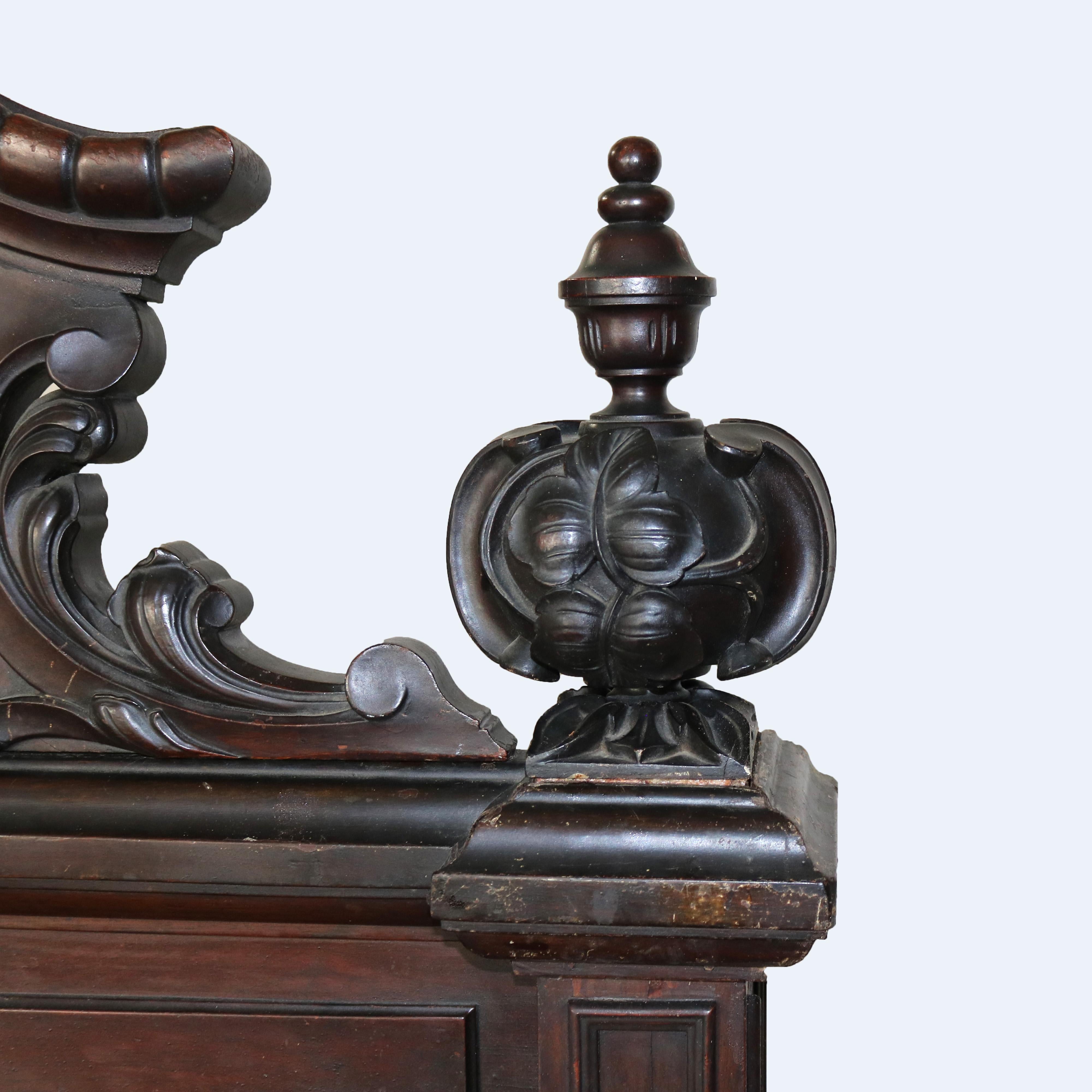 Antique Heurter Brothers School Victorian Rococo Revival Rosewood Bed C1870 2