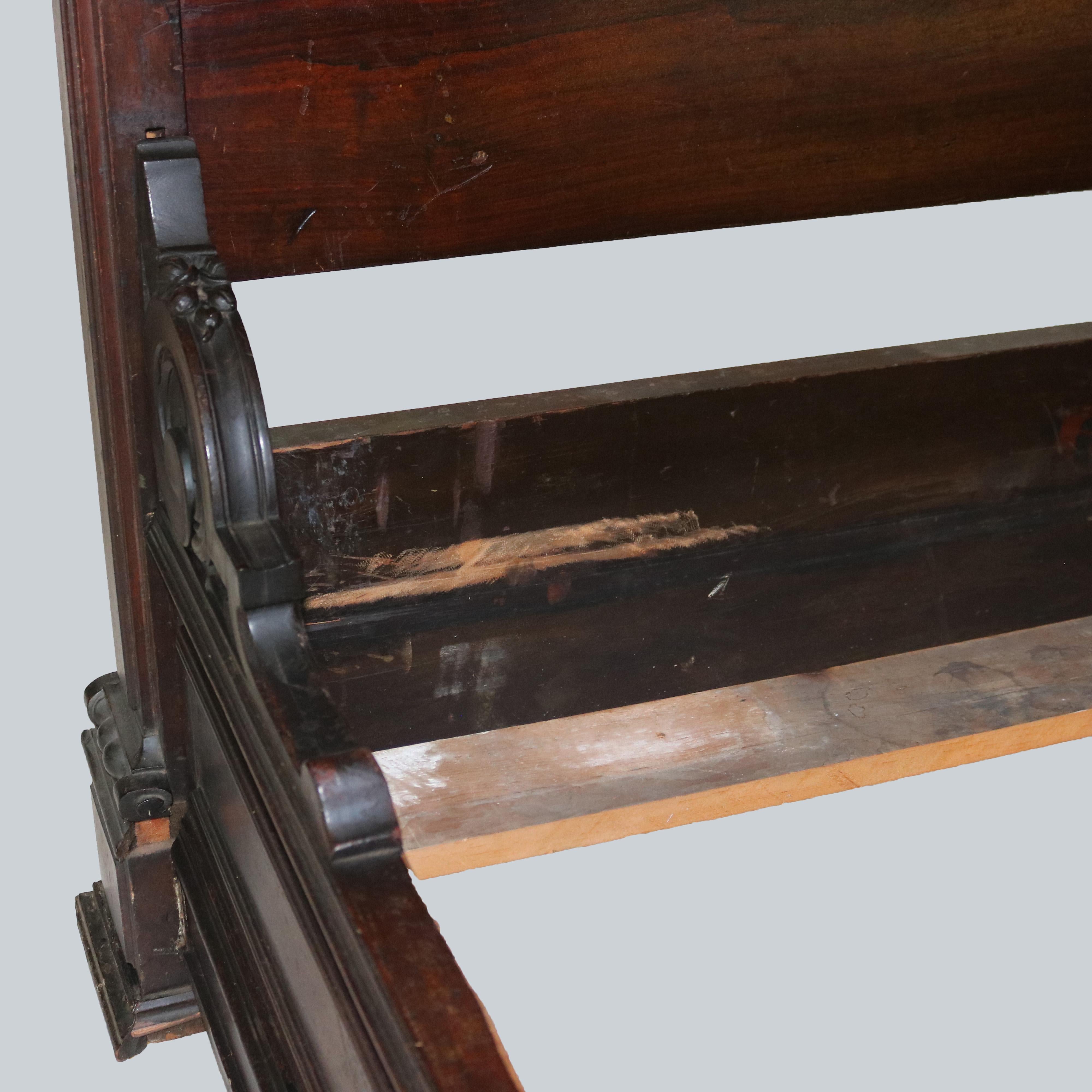 Antique Heurter Brothers School Victorian Rococo Revival Rosewood Bed C1870 4