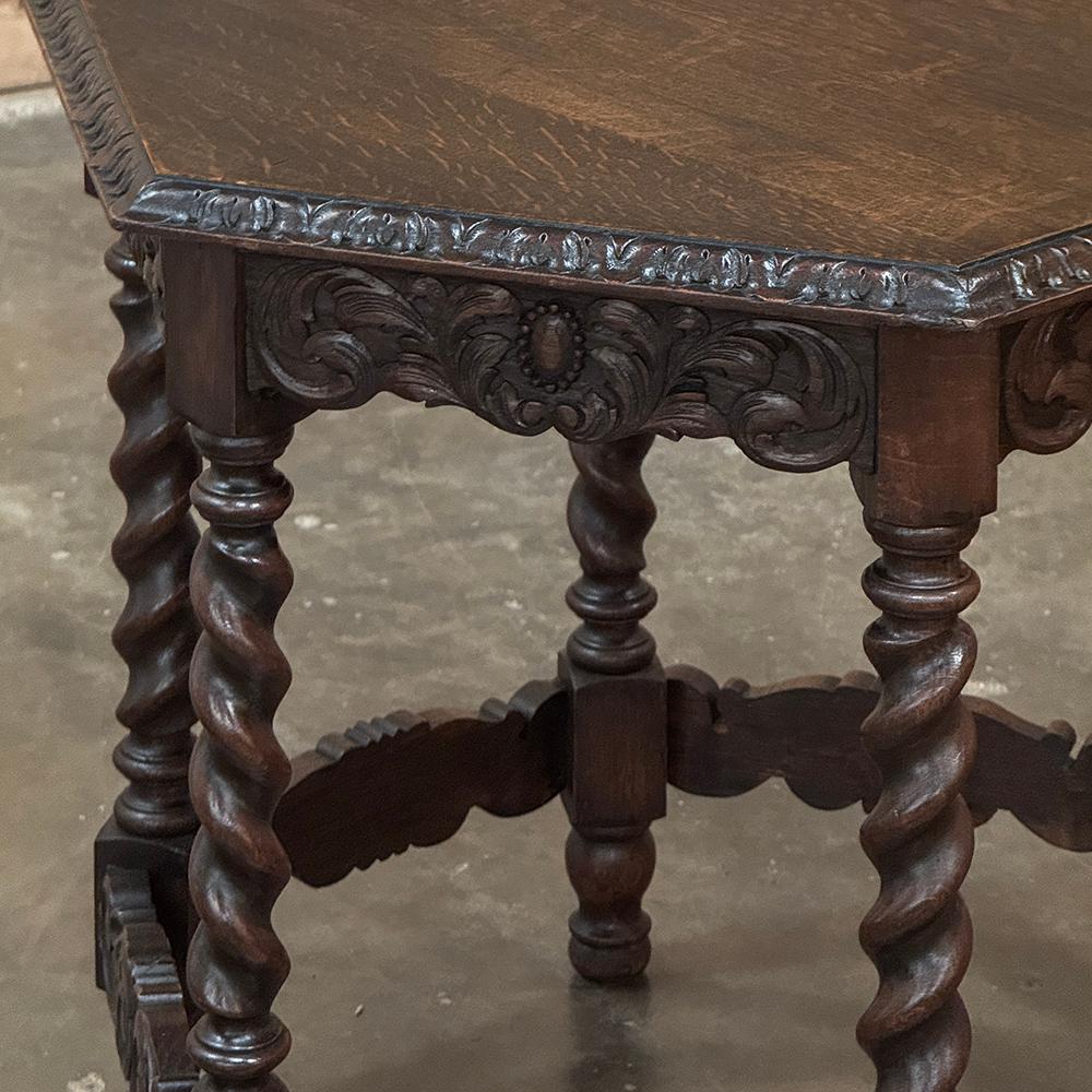 Antique Hexagonal Barley Twist End Table For Sale 4